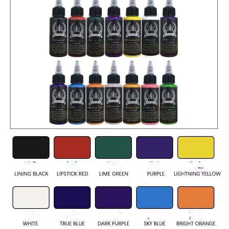 Tattoo Pigment Paint Set – Silver Crown 14 Colors