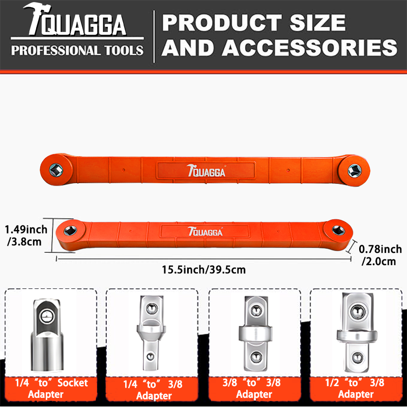 Offset Extension Wrench Set for Impact Tools - 3 Piece, Slim Profile, Heavy Duty