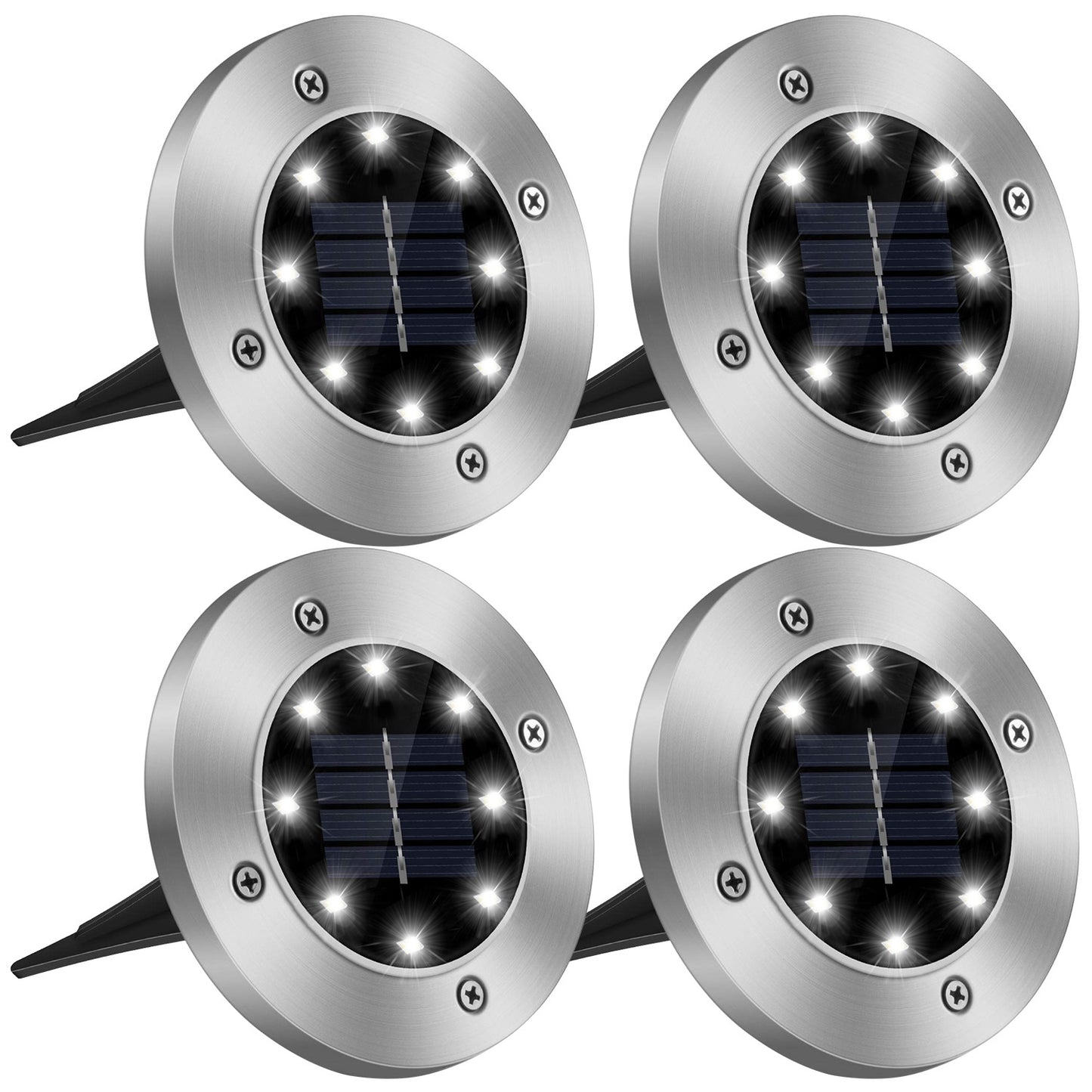 4-Pack Solar Ground Path Lights Waterproof Outdoor Lawn Driveway Lighting