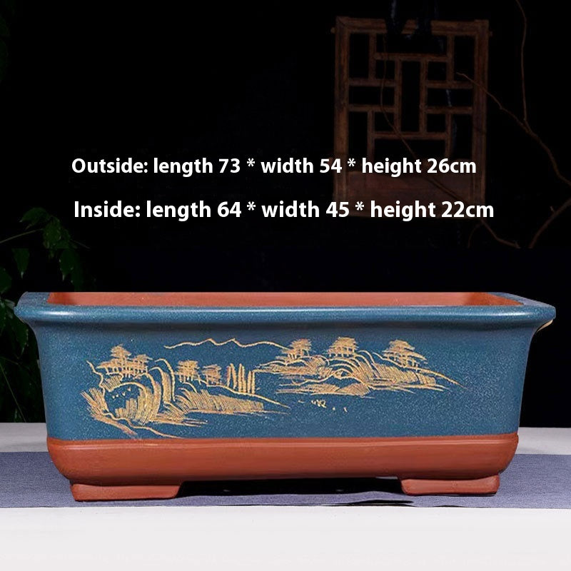 Rectangular Non-Porous Rockery for Bonsai Trees Garden Decor