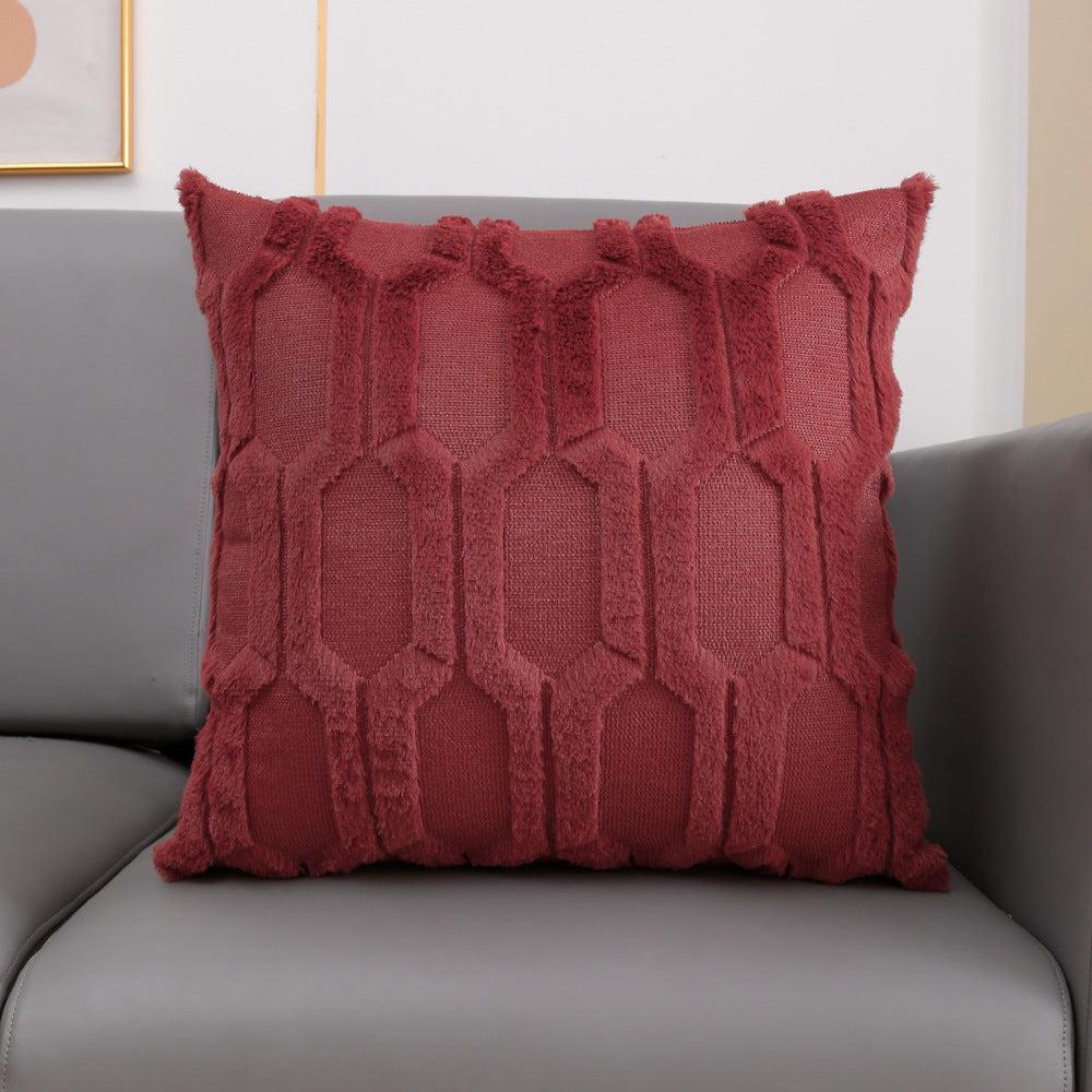 Embroidered Plush Lumbar Pillow Cover - Modern Sofa Cushion 45x45cm & 30x50cm