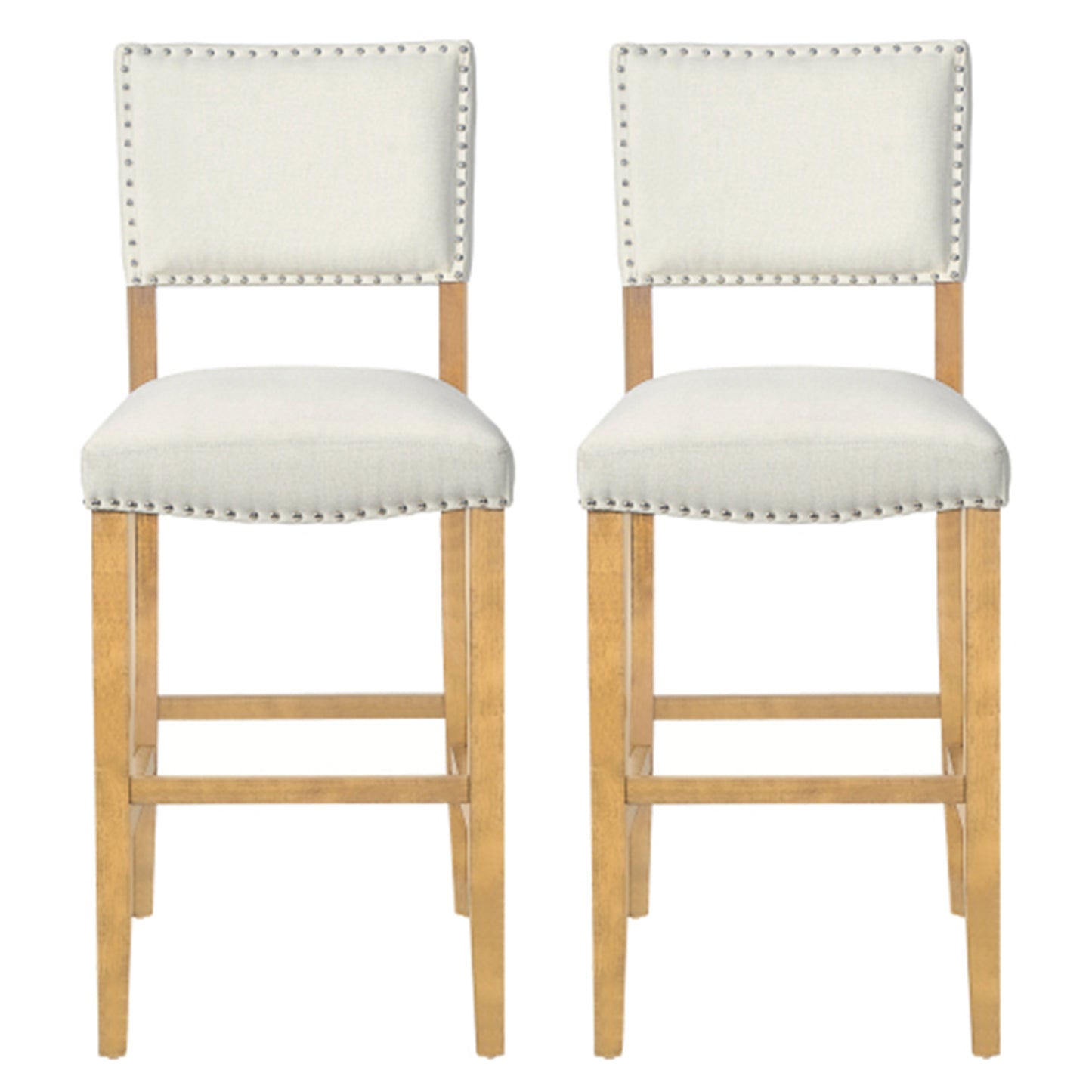 Barstools With Rivet Decoration Set Of 2 , Wood Frame,fabric Sponge