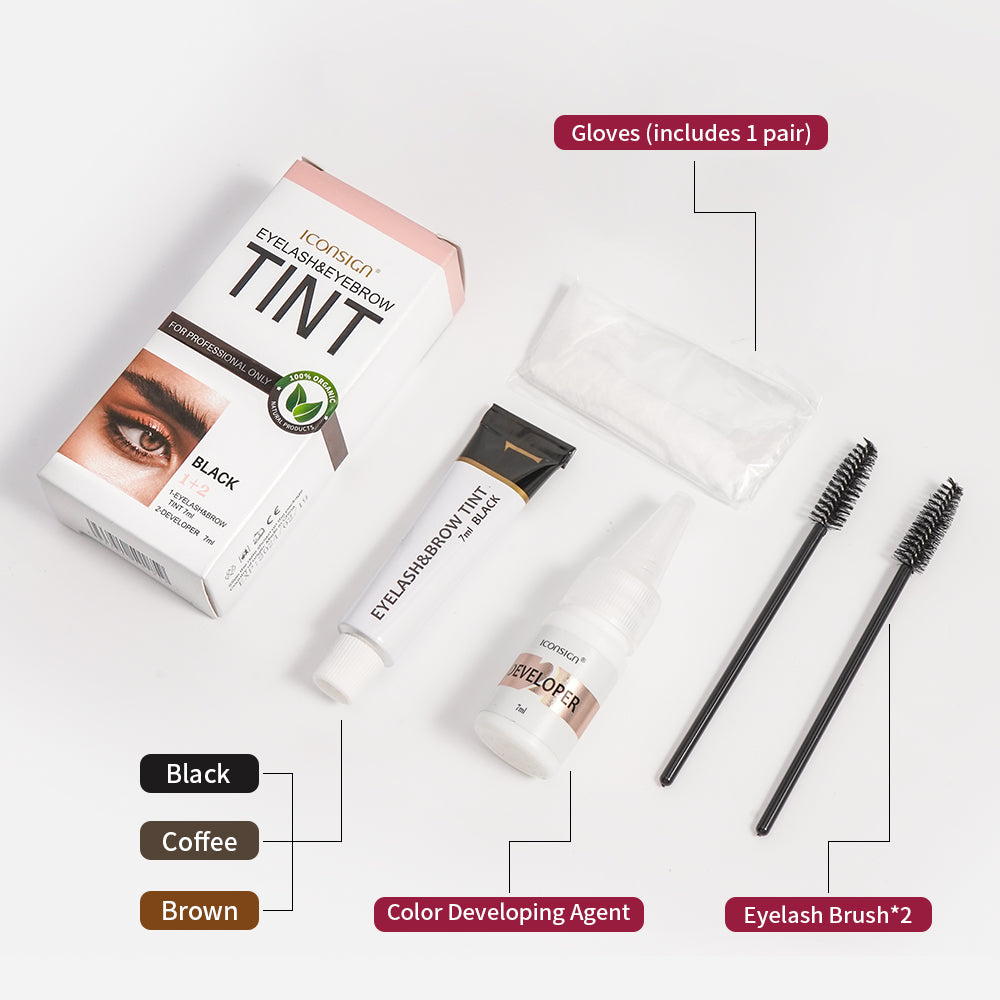 Professional Eyelash and Eyebrow Tint Kit - Long-Lasting Brow Dye Set
