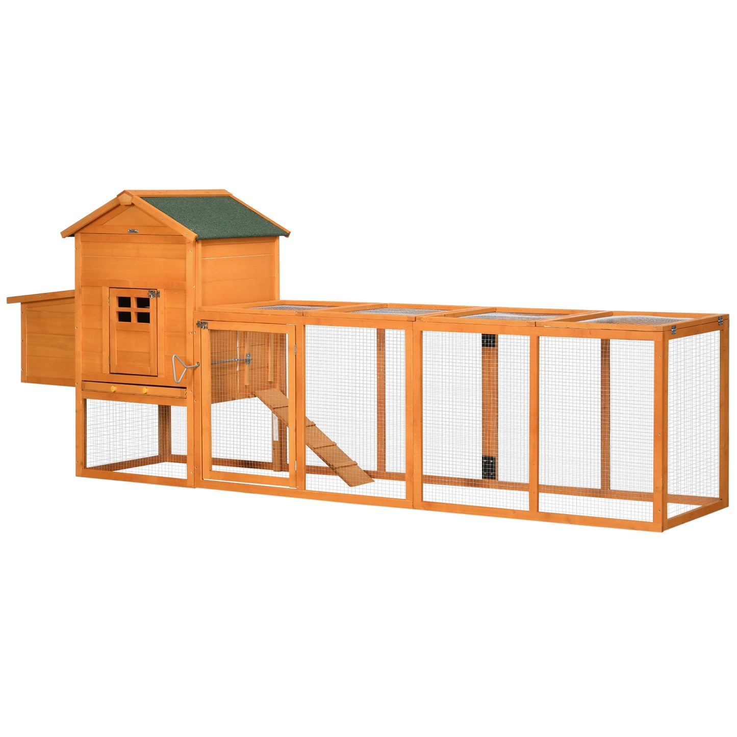 Large Chicken Coop with Removable Tray - Outdoor Poultry House, Orange
