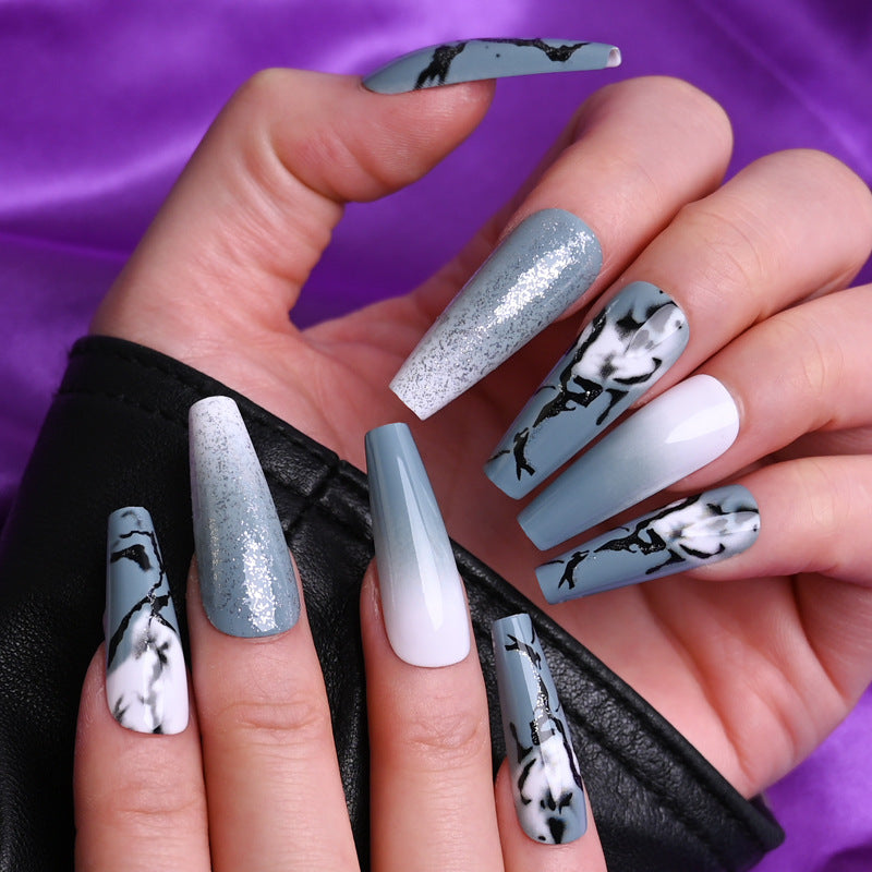 Marble Nail Art Stickers with Crystals for Elegant Manicure JP325