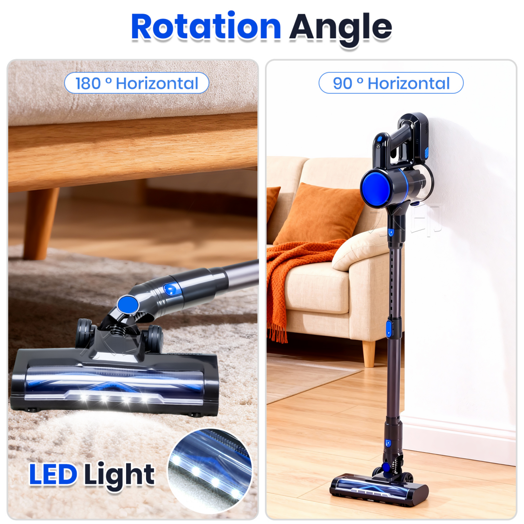 Cordless Stick Vacuum Cleaner with LED Light - Black & Blue