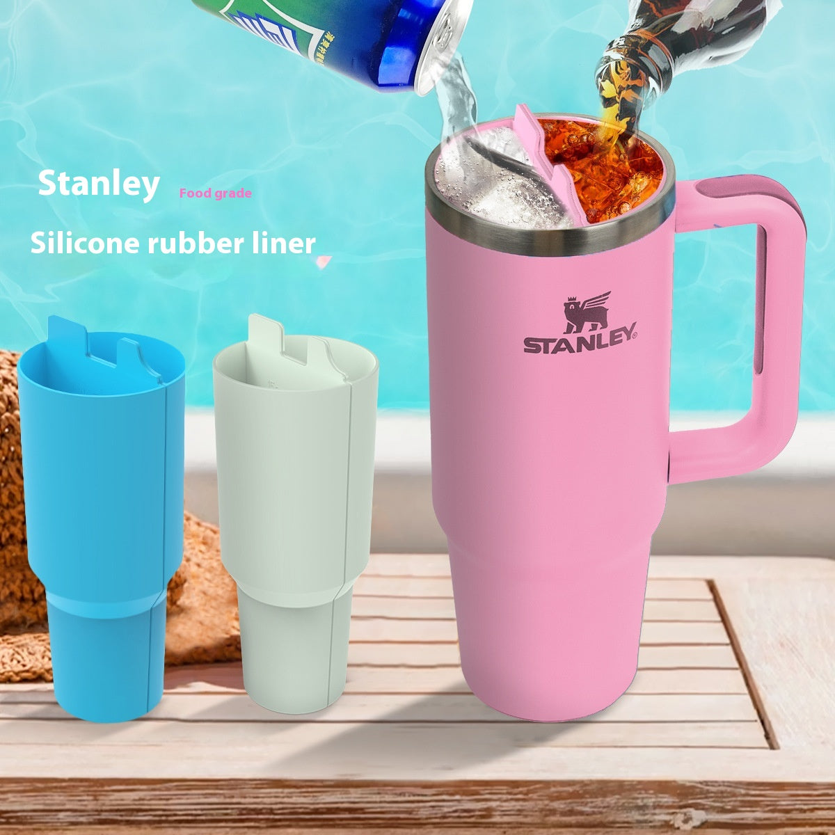 Large Capacity Vacuum Insulated Drink Cup - Multi-Color Silicone Liner 30oz/40oz