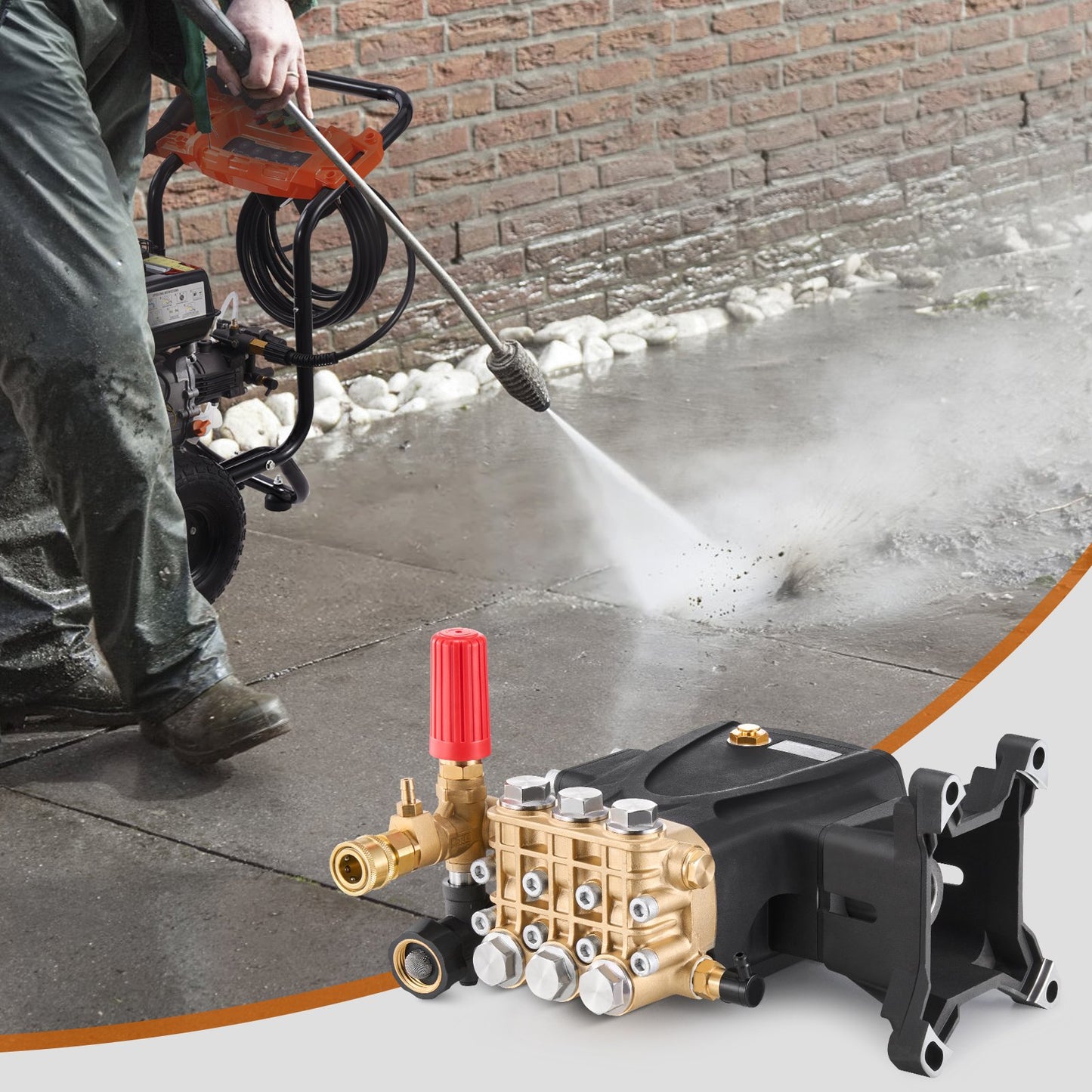 High-Pressure Washer Pump 4200 PSI 4.2 GPM Horizontal Triplex Plunger