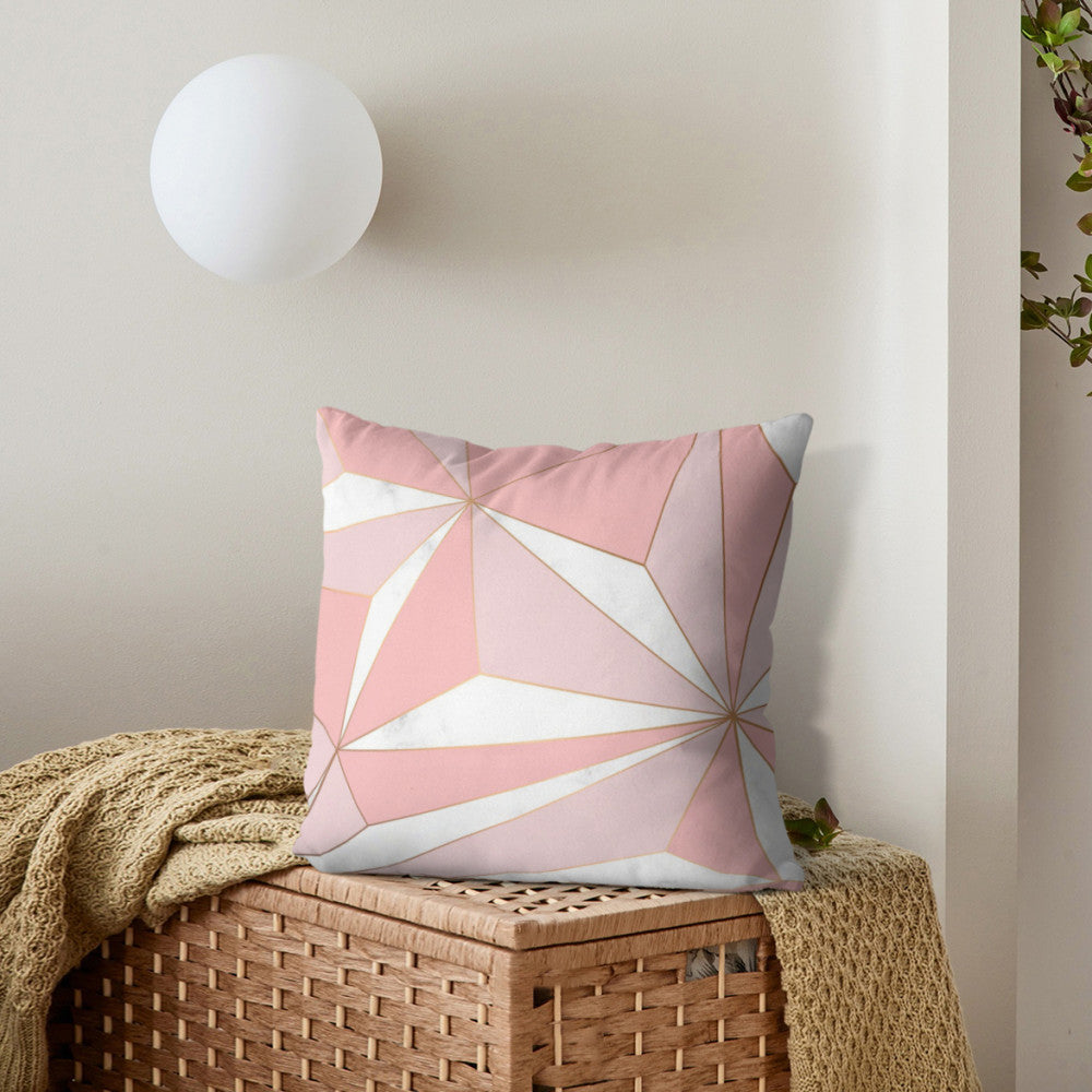 Geometric Pattern Pillow Cover Peach Skin Fabric Decorative Cushion Cover