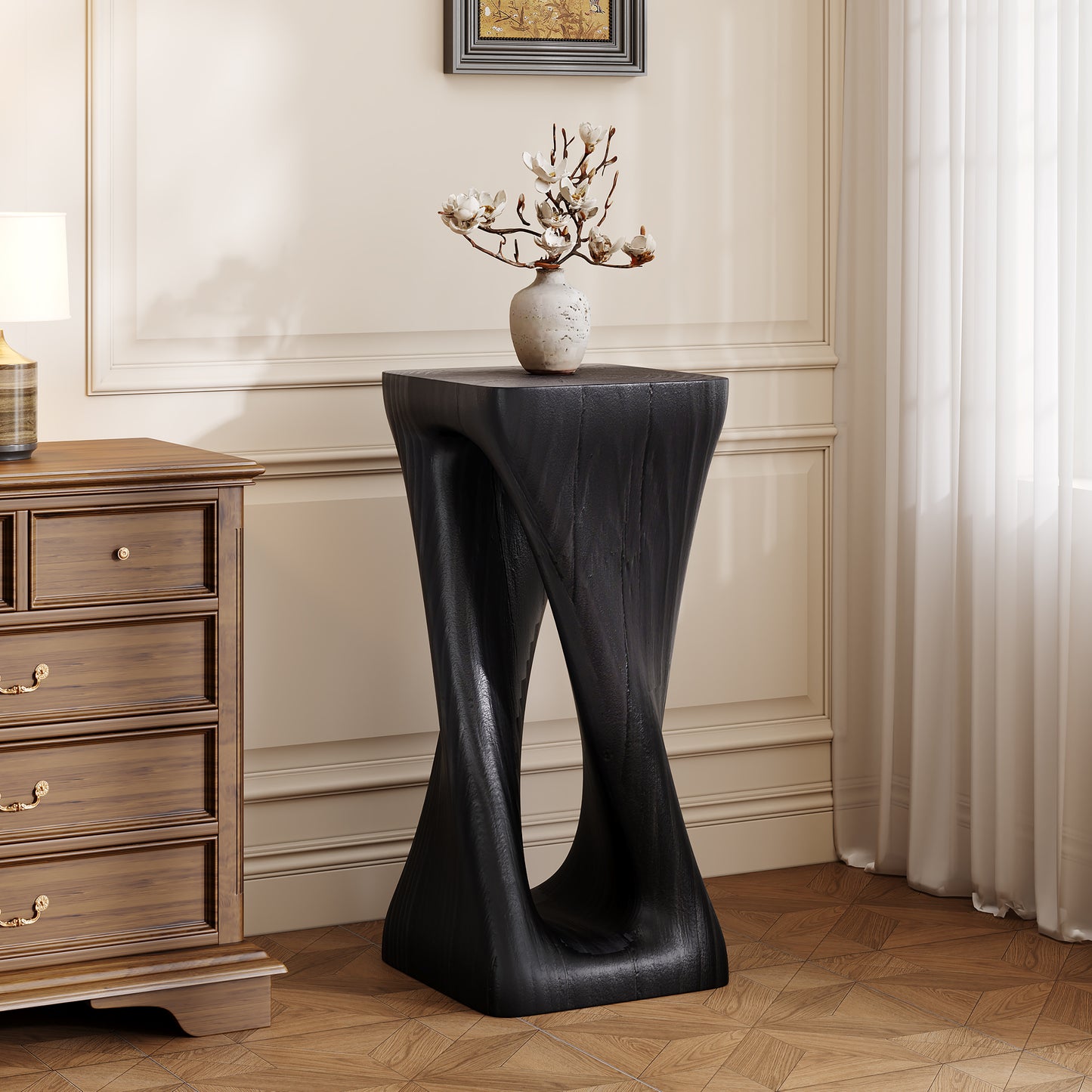 Outdoor Side Table,Twist Shape End Table,Decorative Accent