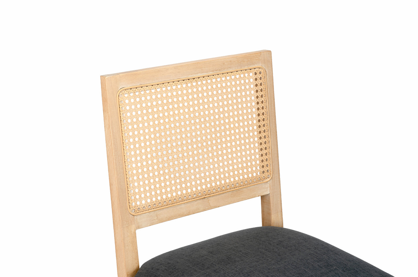 Mid Century Modern Rattan Dining Chairs Set of 2 - Grey