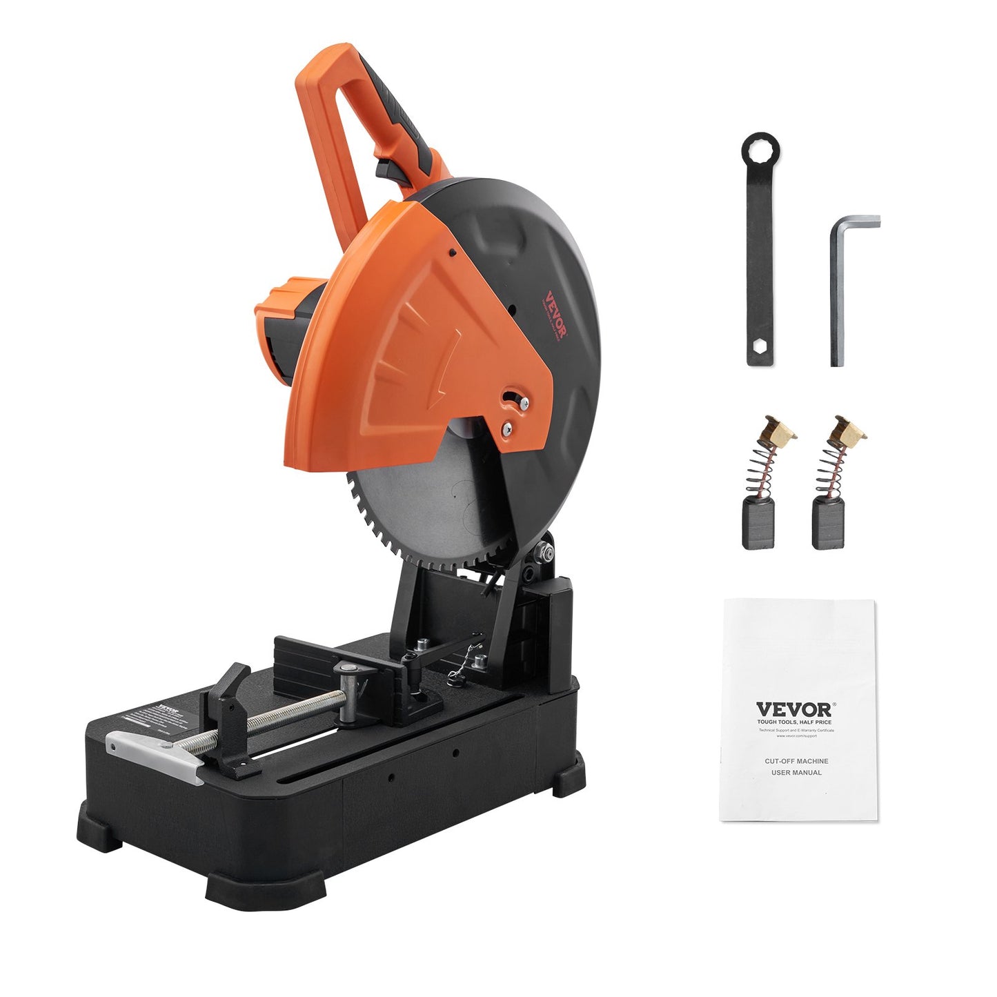 14-Inch (355mm) Dry Cut Off Saw with 2800W Power and 0-45° Adjustable Miter for Metal Cutting - Yellow