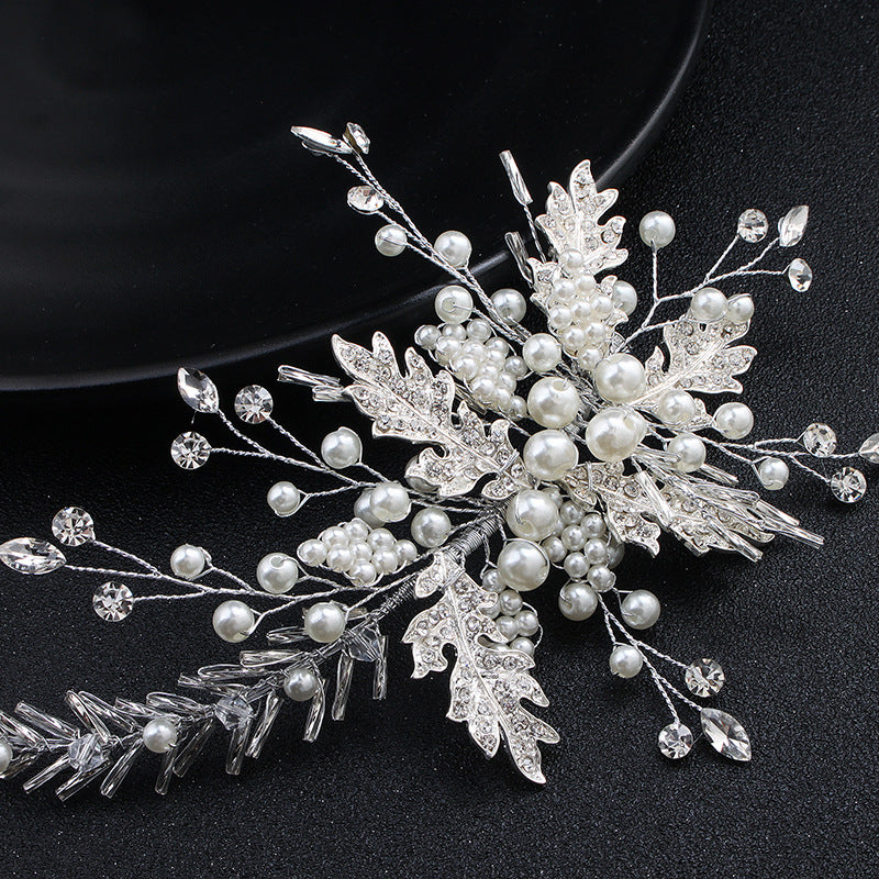 Handmade Pearl Hairband for Weddings - Silver