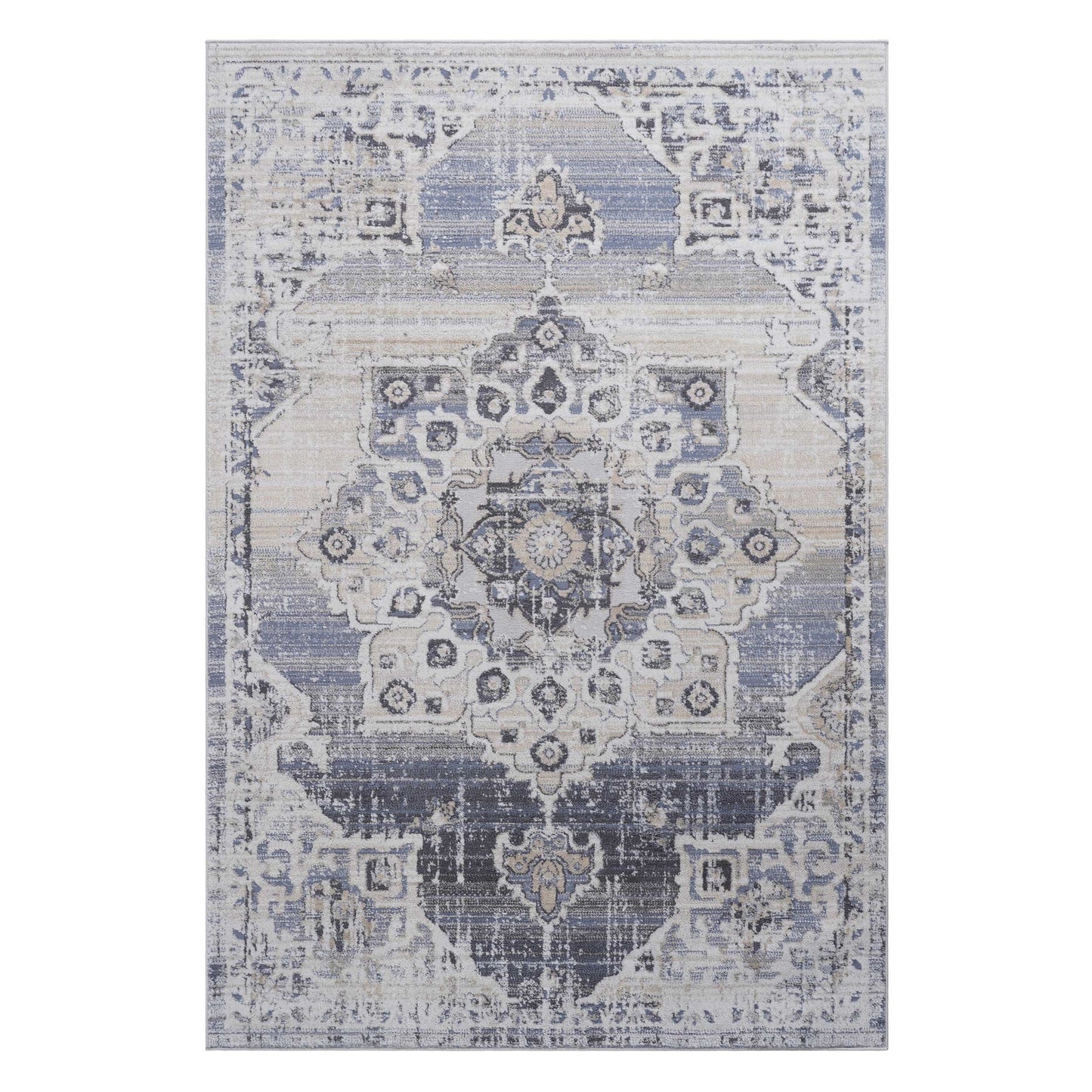 PAYAS 2X3 Cream Blue Medallion Doormat Rug