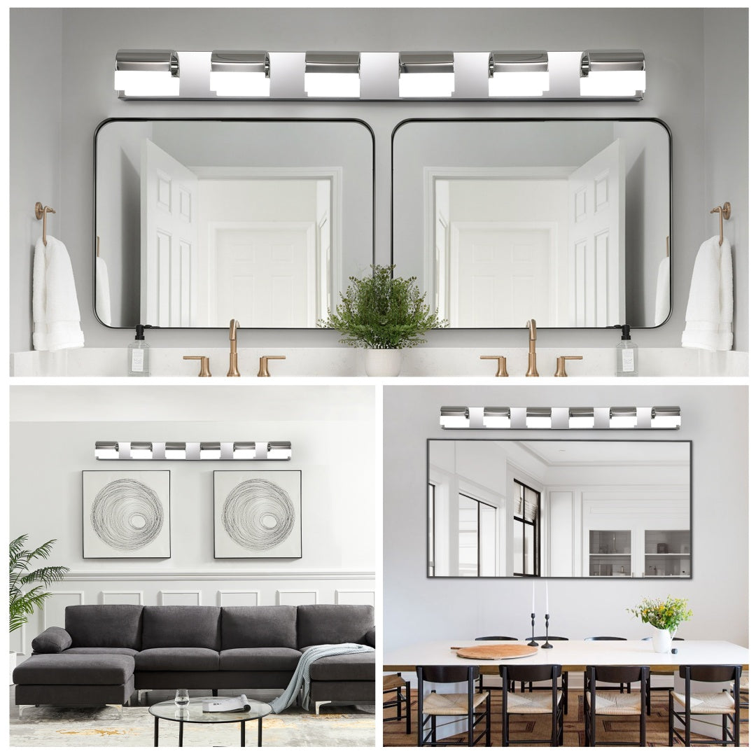 6-Light Modern Bathroom Vanity Light - LED Over Mirror Fixture
