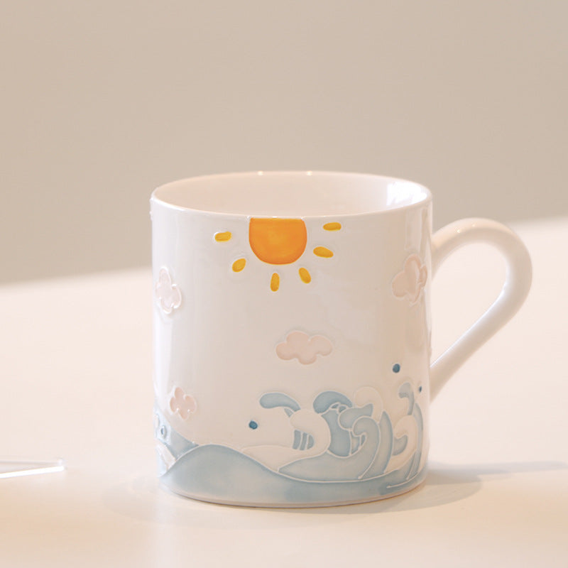 Hand-Painted Ceramic Mug with 3D Duck Design - Blue, 101-200ml