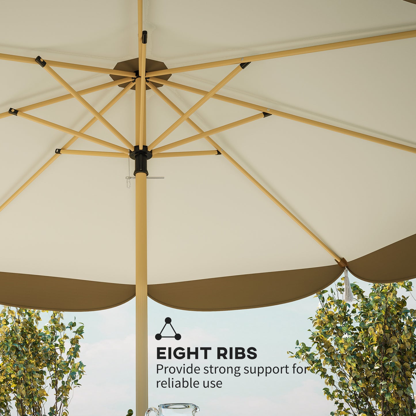 9FT Patio Umbrella with UPF 50+ Protection - Cream White