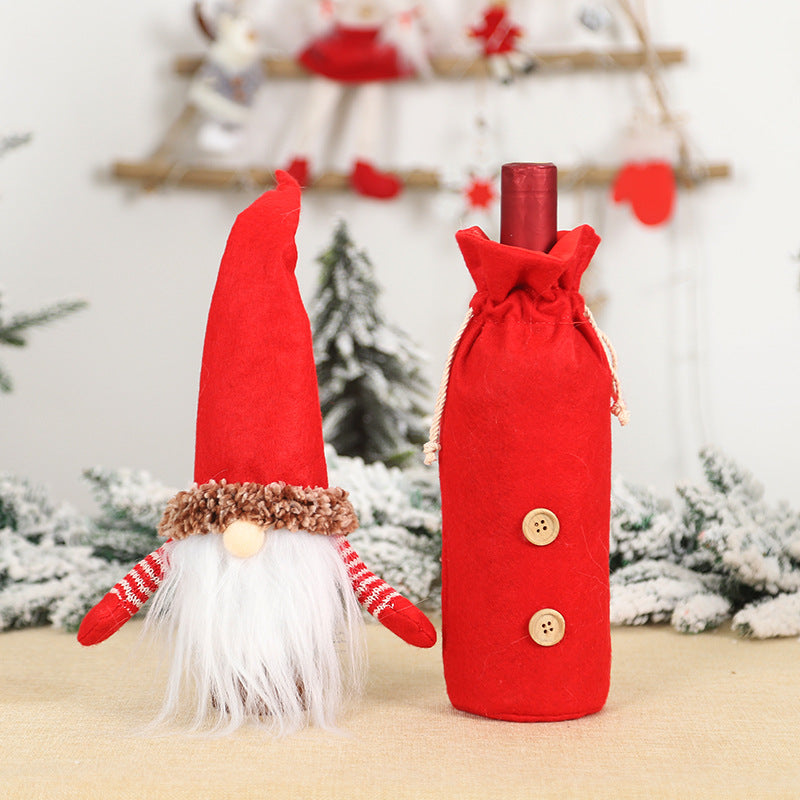 Faceless Old Man Christmas Wine Bottle Cover - Holiday Decor, Wine Sleeve