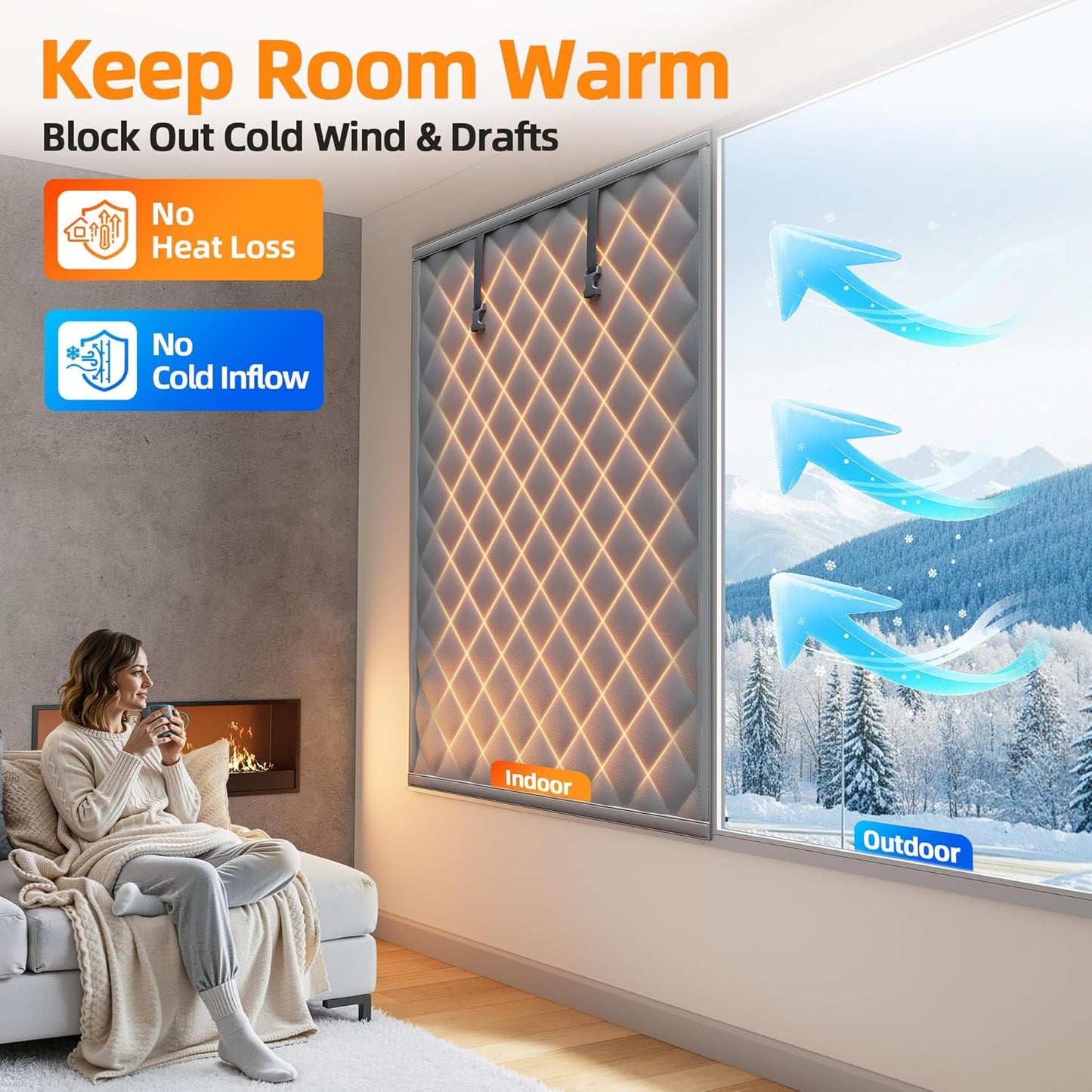Magnetic Thermal Insulated Door Curtain - Windproof Privacy Light Blocker for Home Garage Shop