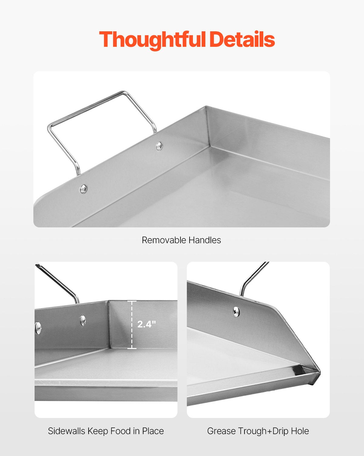32x16 Inch Stainless Steel Griddle Pan for BBQ Cooking