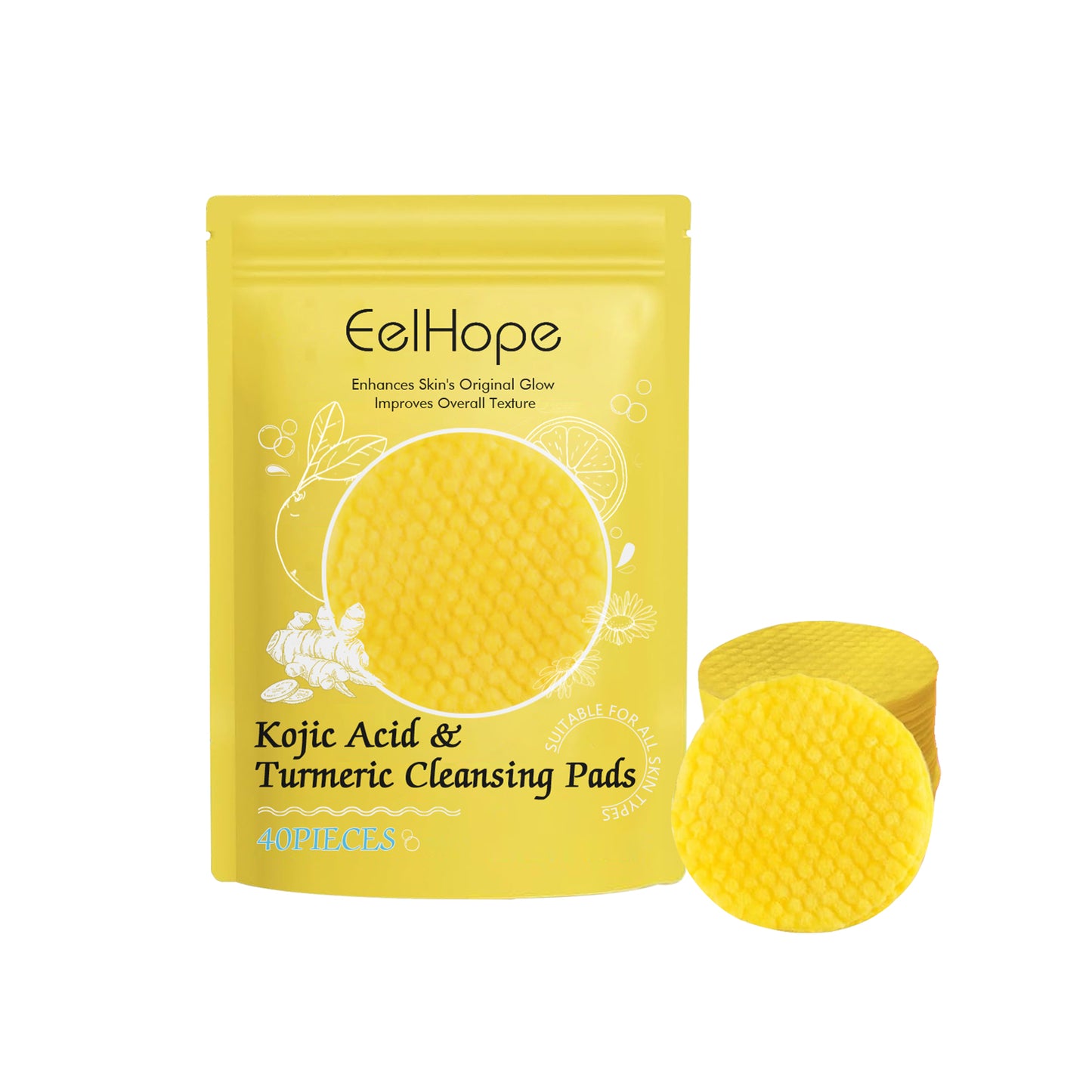 Turmeric Acid Facial Cleansing Pads - Gentle Exfoliating Skin Care (40 Count)