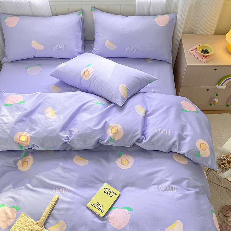 Printed Cartoon Girl Cotton Bed Quilt Cover Set - Multiple Sizes & Styles