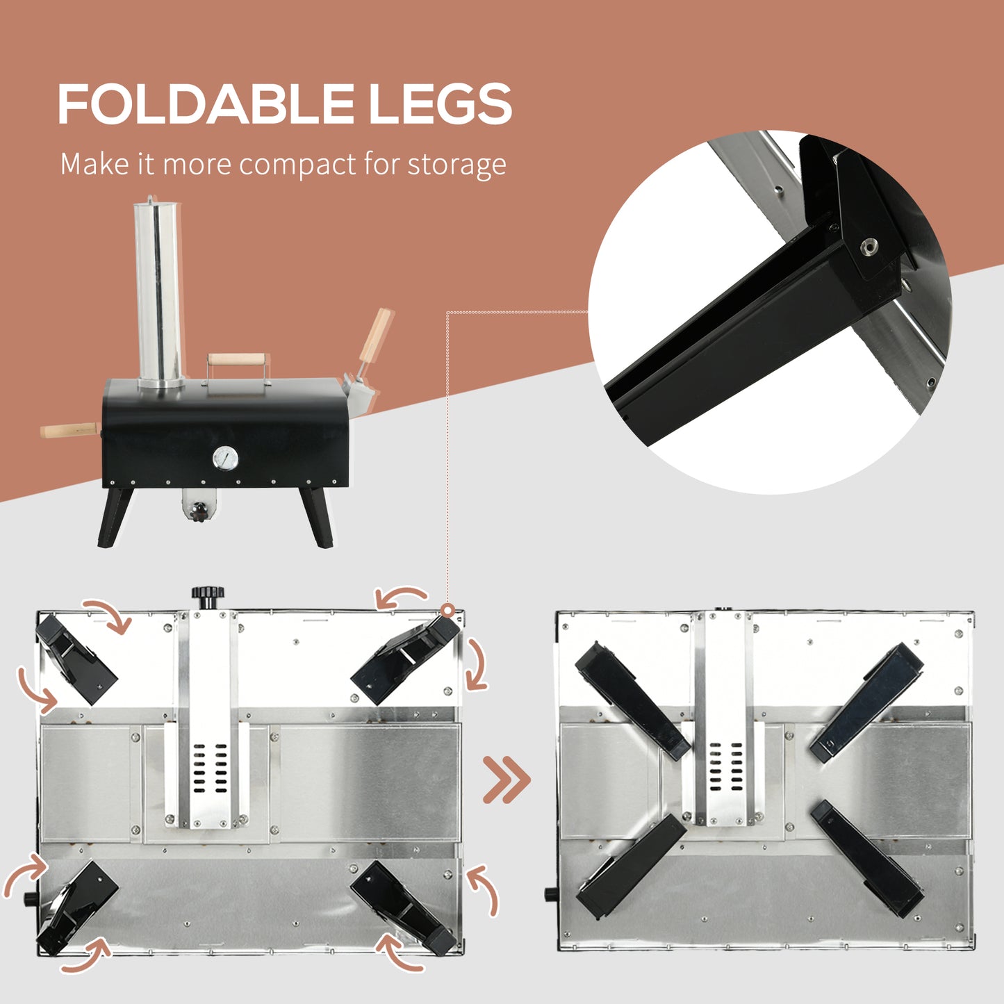 Outdoor Pellet Wood Fired Pizza Oven with Rotating Stone