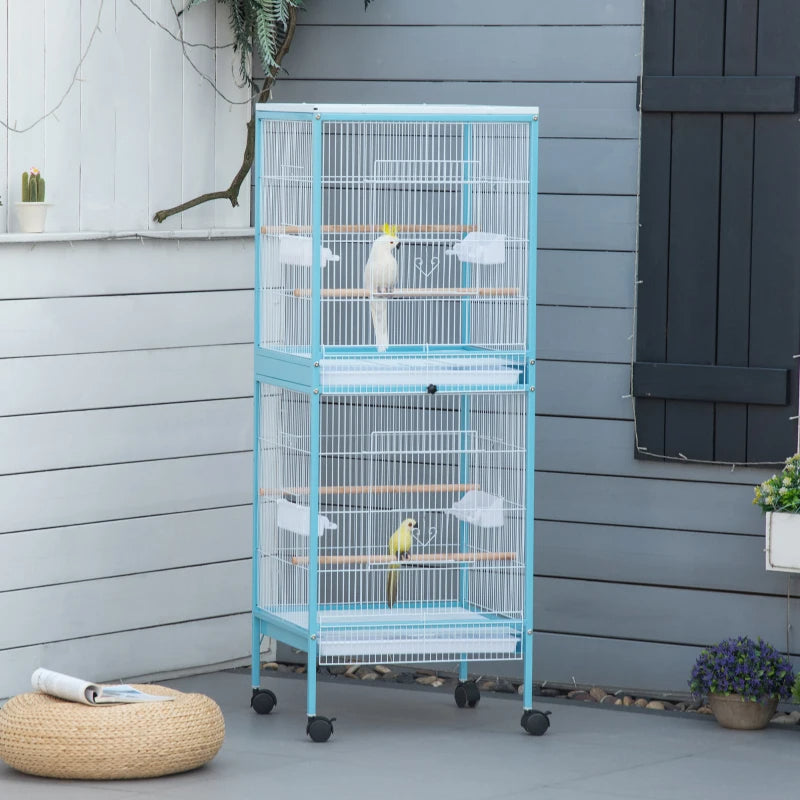 Large Bird Cage with 55-Inch Height and 20.5-Inch Width, Easy Clean & Rolling Wheels