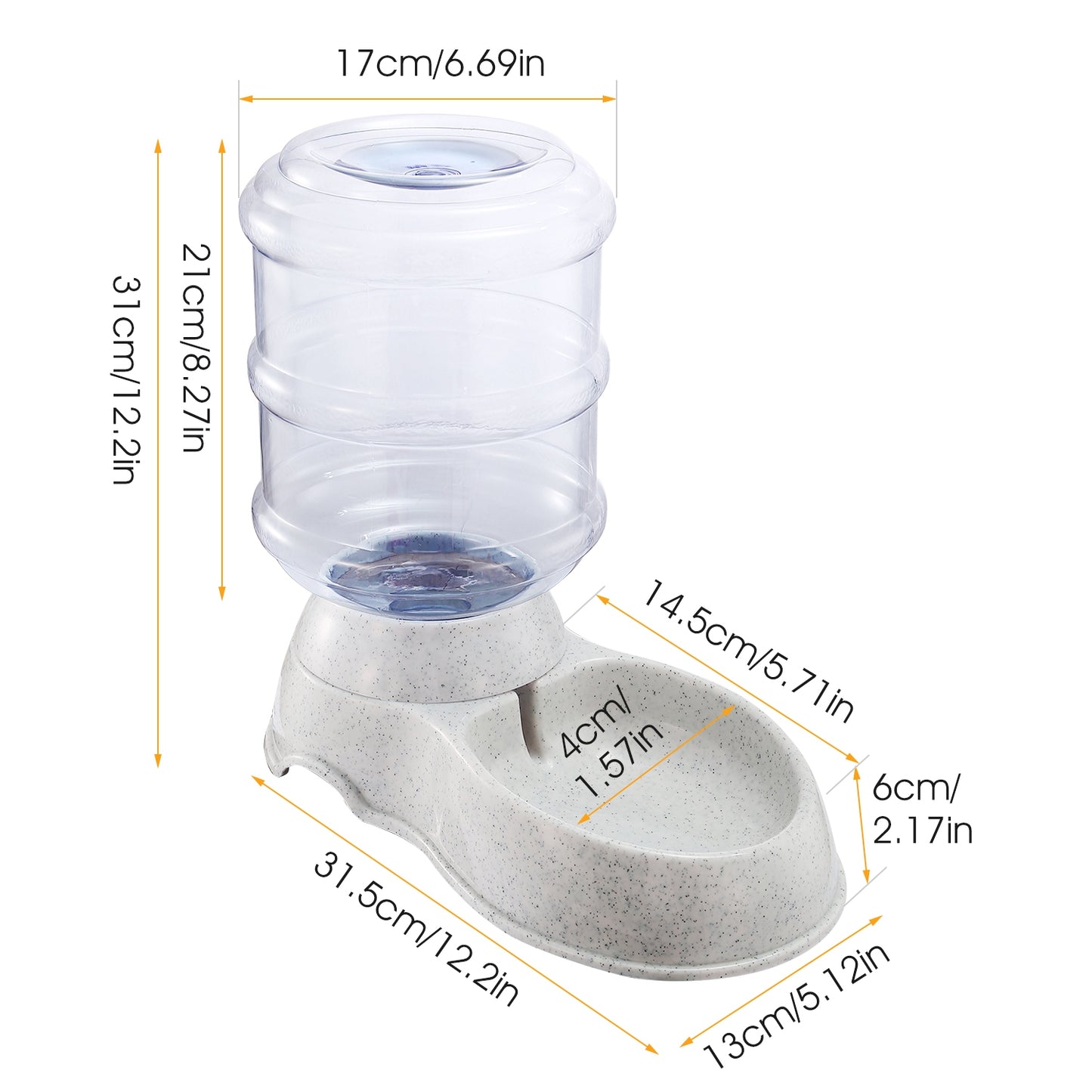 3.5L Pet Water Dispenser Self-Dispensing Gravity Feeder for Cats & Dogs