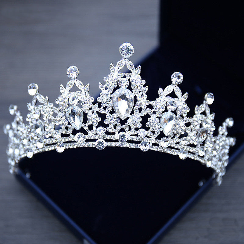 Bridal Crown Necklace Headpiece Set with Rhinestone - Silver