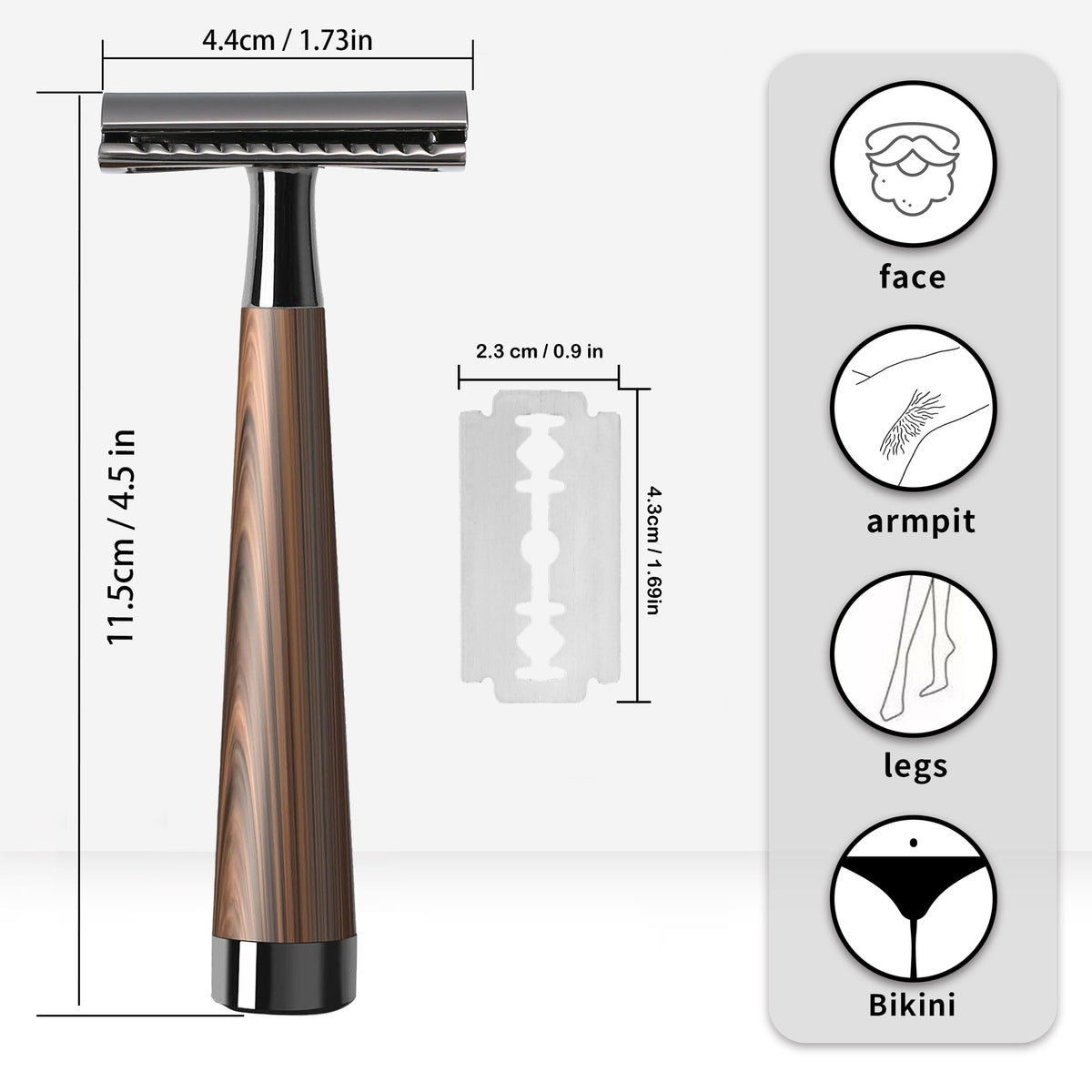 Men's Safety Razor with Wooden Handle