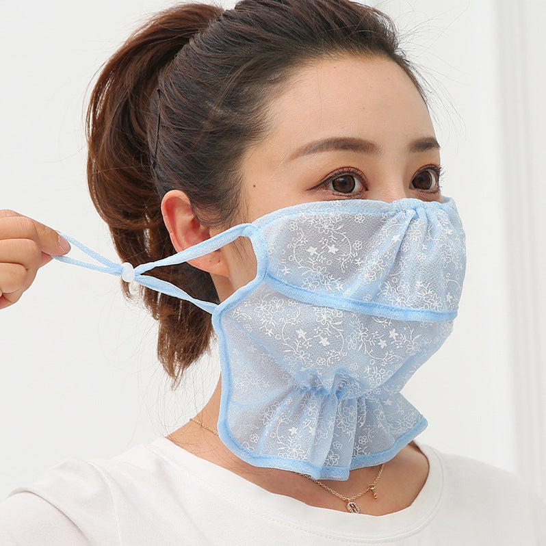 Outdoor Sun Protection Mask Breathable Ice Silk Neck Cover UV Dustproof Face Mask