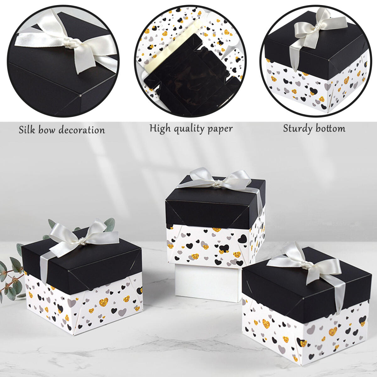 10 Pack Black and White Gift Boxes - Perfect for Events