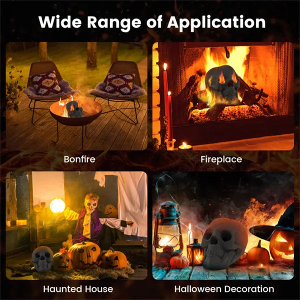 Realistic Human Skull Fire Pit Decoration for Halloween