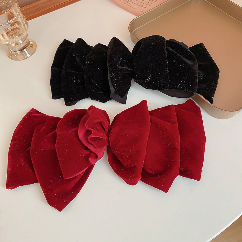 Velvet Bow Hair Clip with Spring Clip