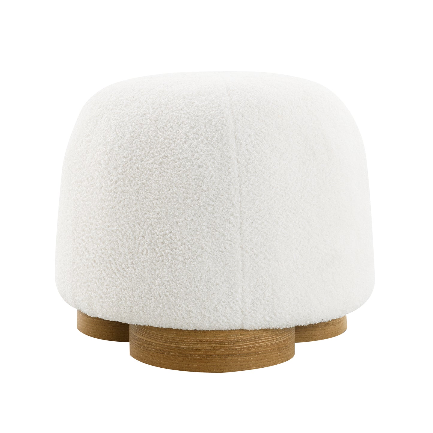 Fully Assembled Round Soft Teddy Fabric Upholstered Ottoman,