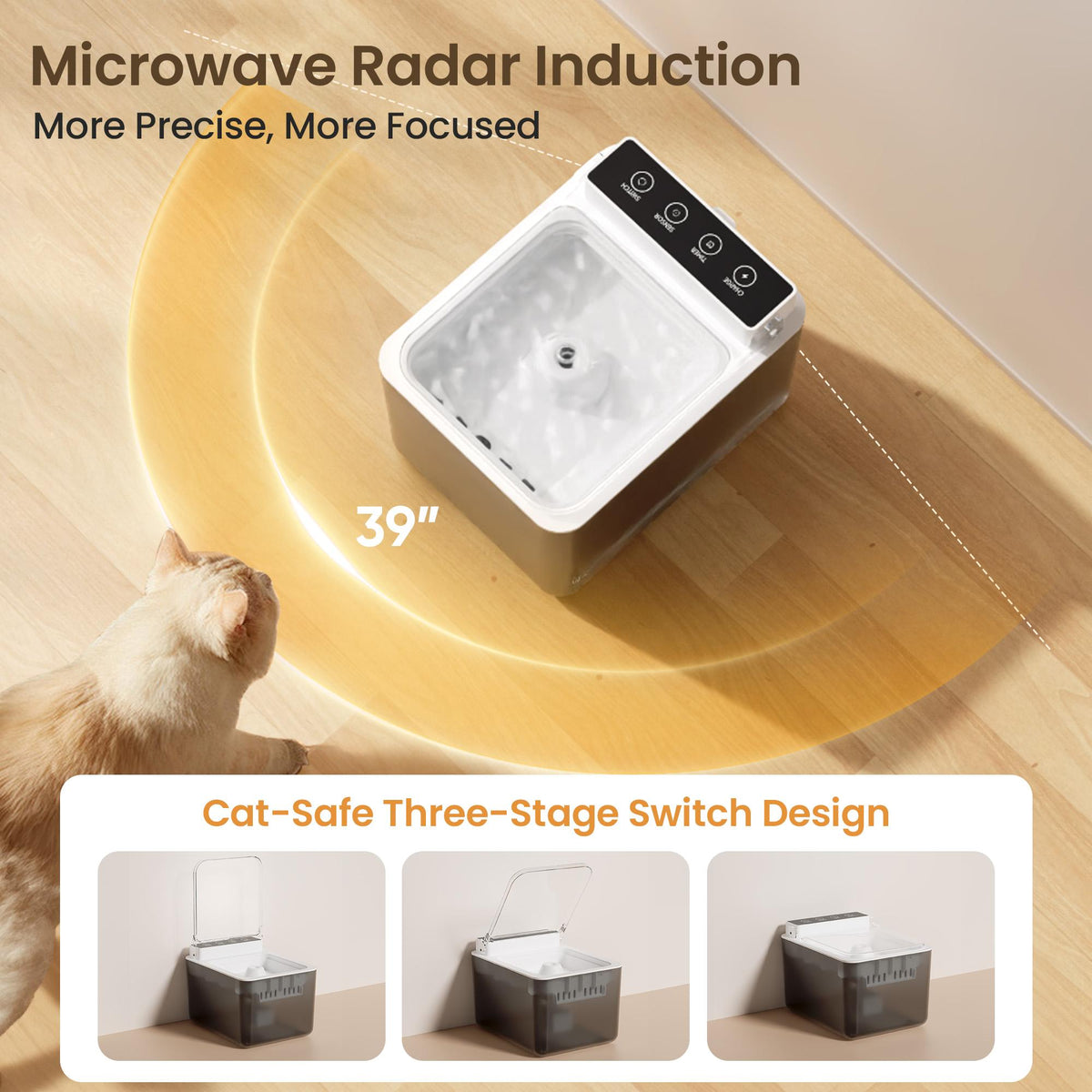 Wireless Rechargeable Stainless Steel Cat Water Fountain 3L