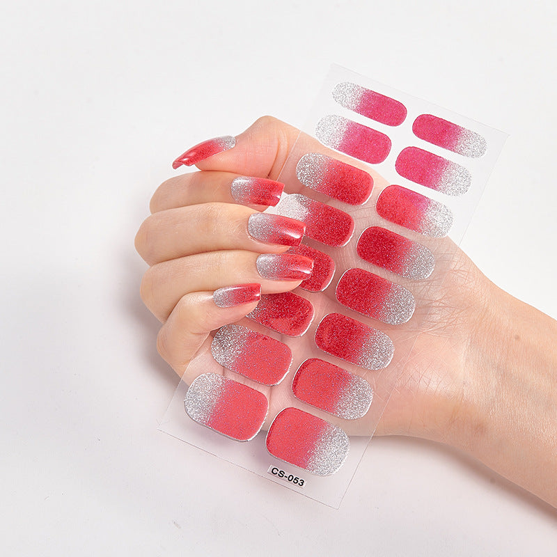 Gradient Onion Powder Nail Sticker Kit Tearable Color Nail Art Set for Manicure