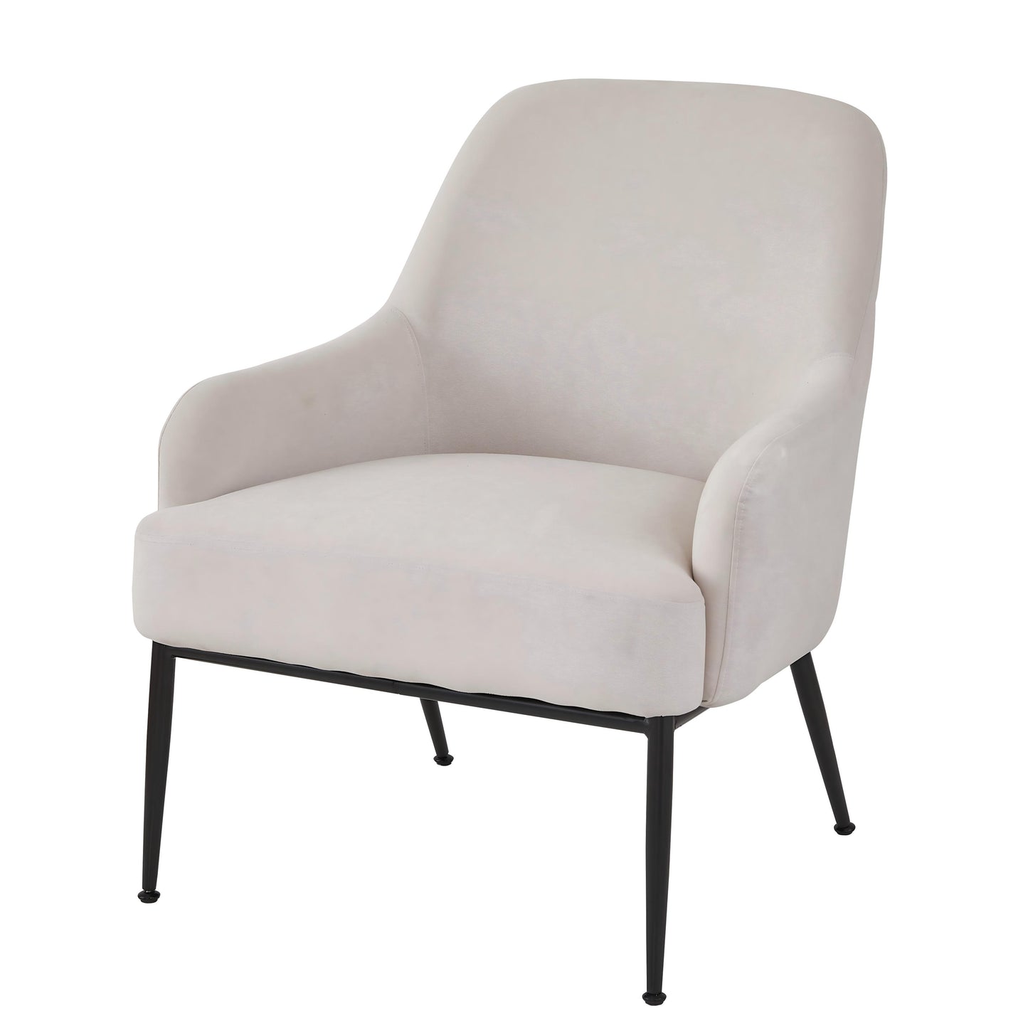 Beige Velvet Accent Chair, Modern Upholstered Armchair With Metal