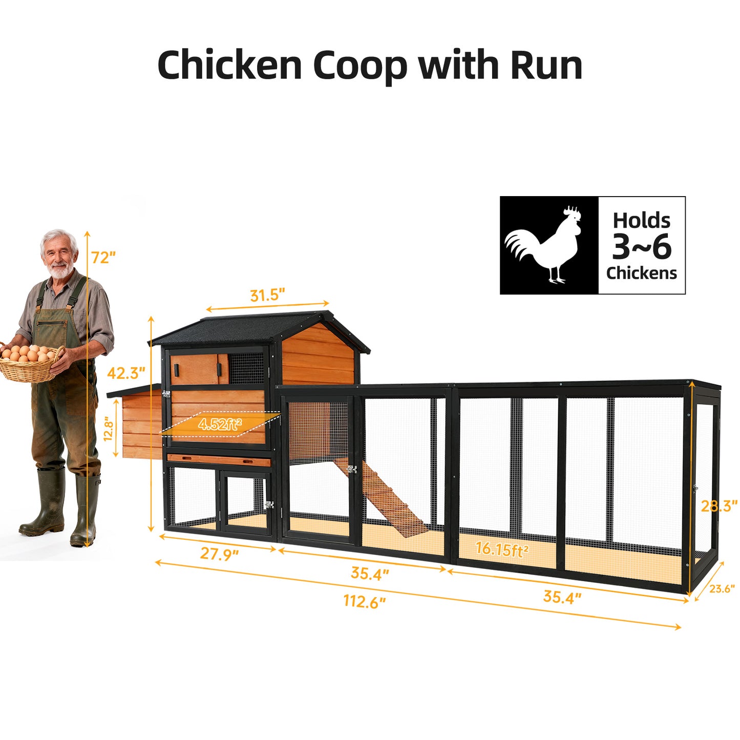 Prohibited Platform-Temu,brown Black Wooden Chicken Coop, Large