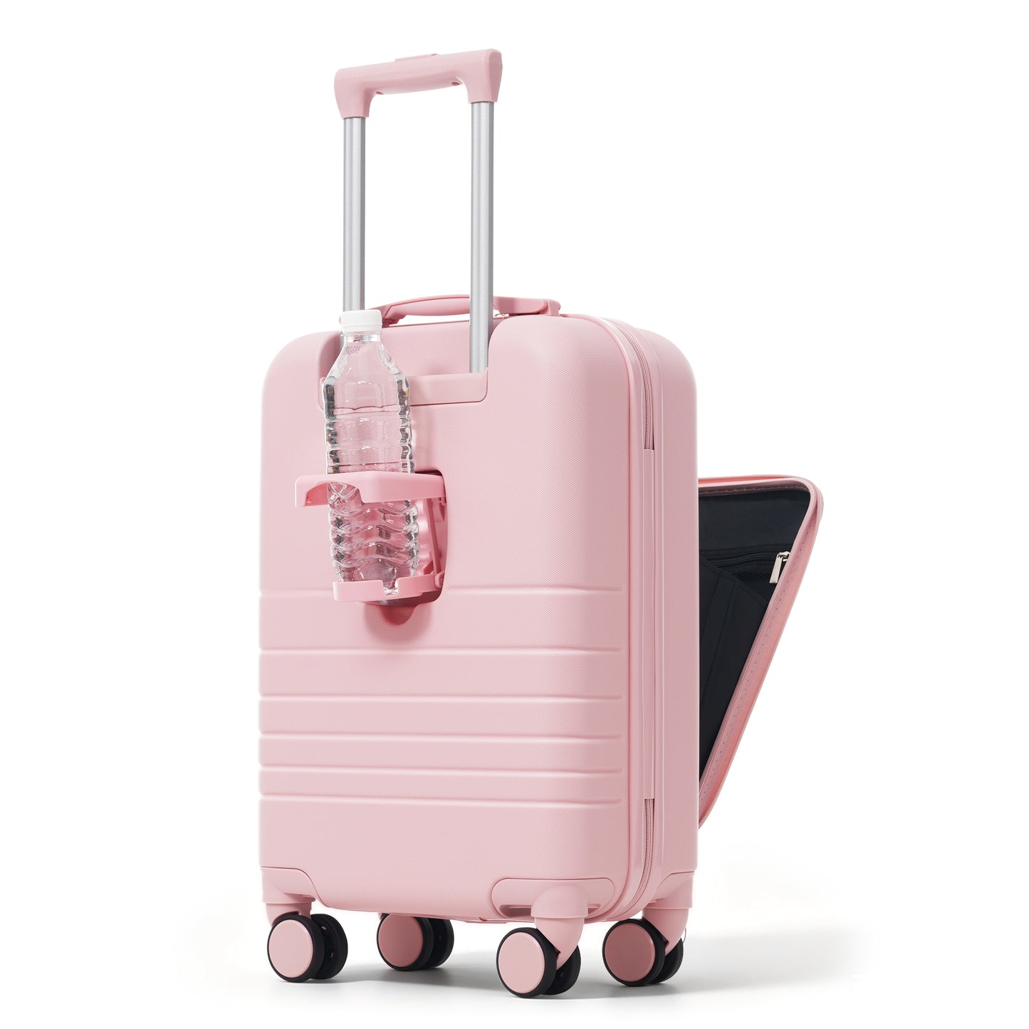 4-Piece Pink Luggage Set with USB Charging Ports & Toiletry Bag