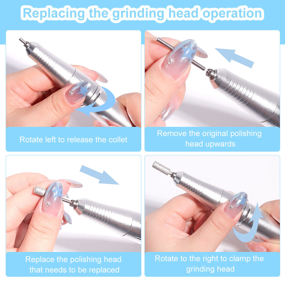 Professional Cordless Nail Drill - 45000RPM Rechargeable E-File Kit