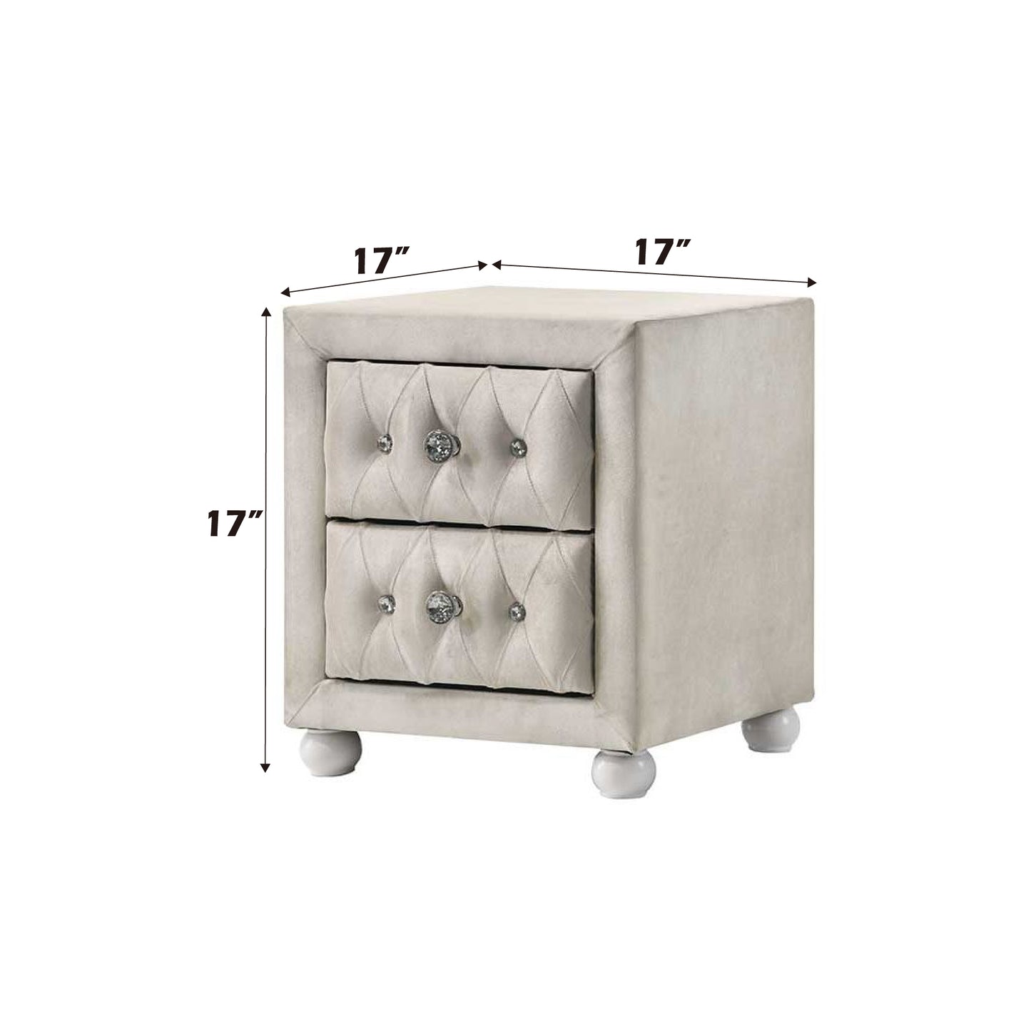 Reggie Beige Fabric Nightstand - Stylish & Functional Storage