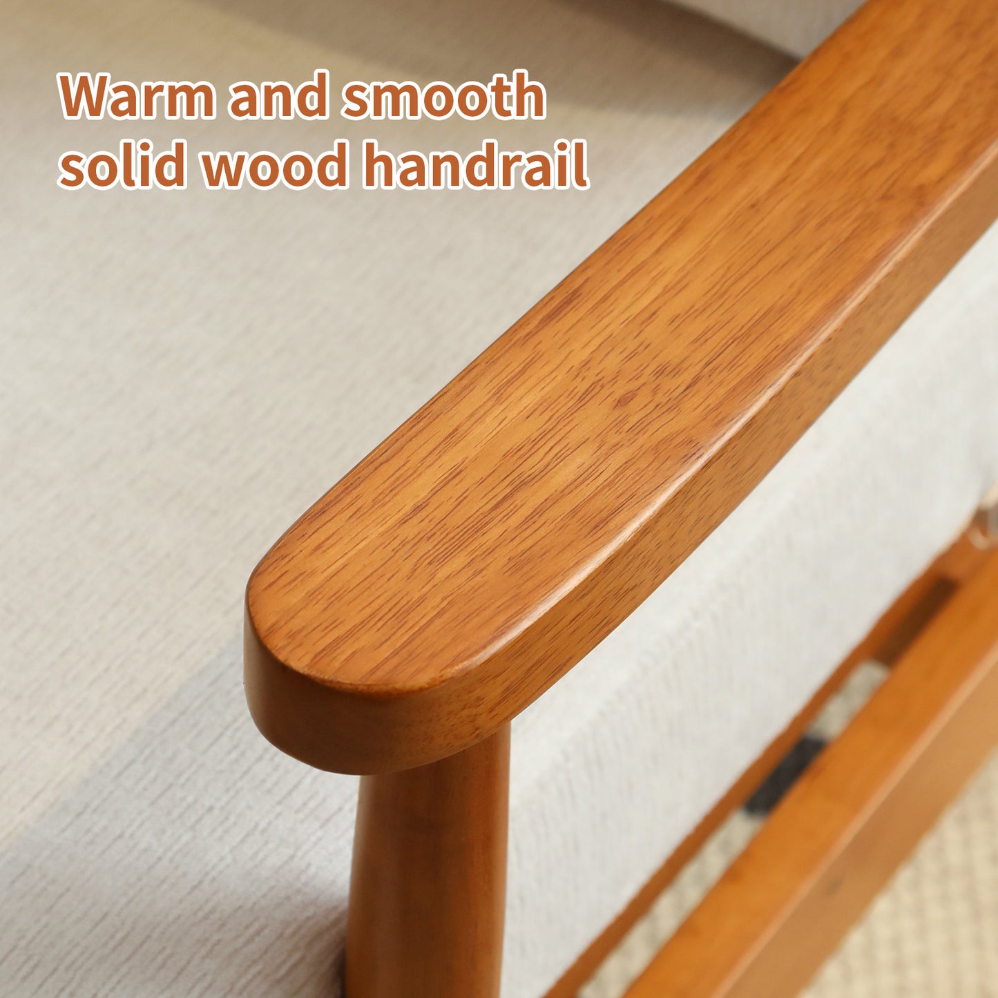 Accent Chair with Solid Wood Frame - White Fabric Cushion
