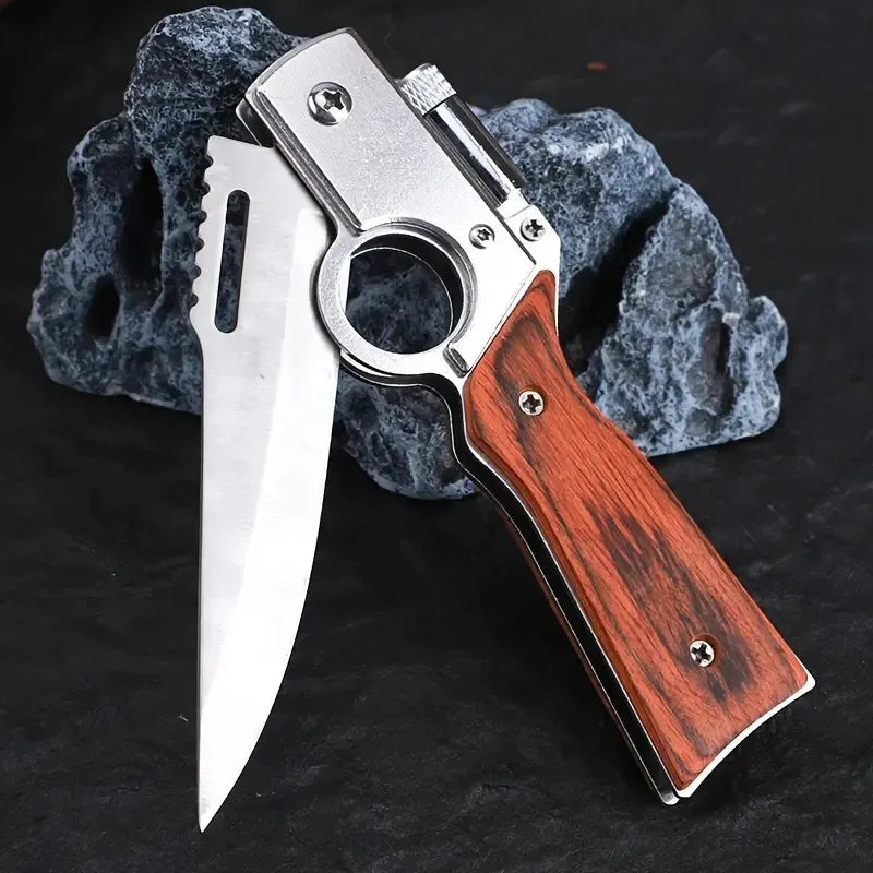 Tactical Knife with Stainless Steel Blade, Ergonomic Handle, Quick-Deploy Thumb Hole, Pocket Clip – Outdoor Survival Gear