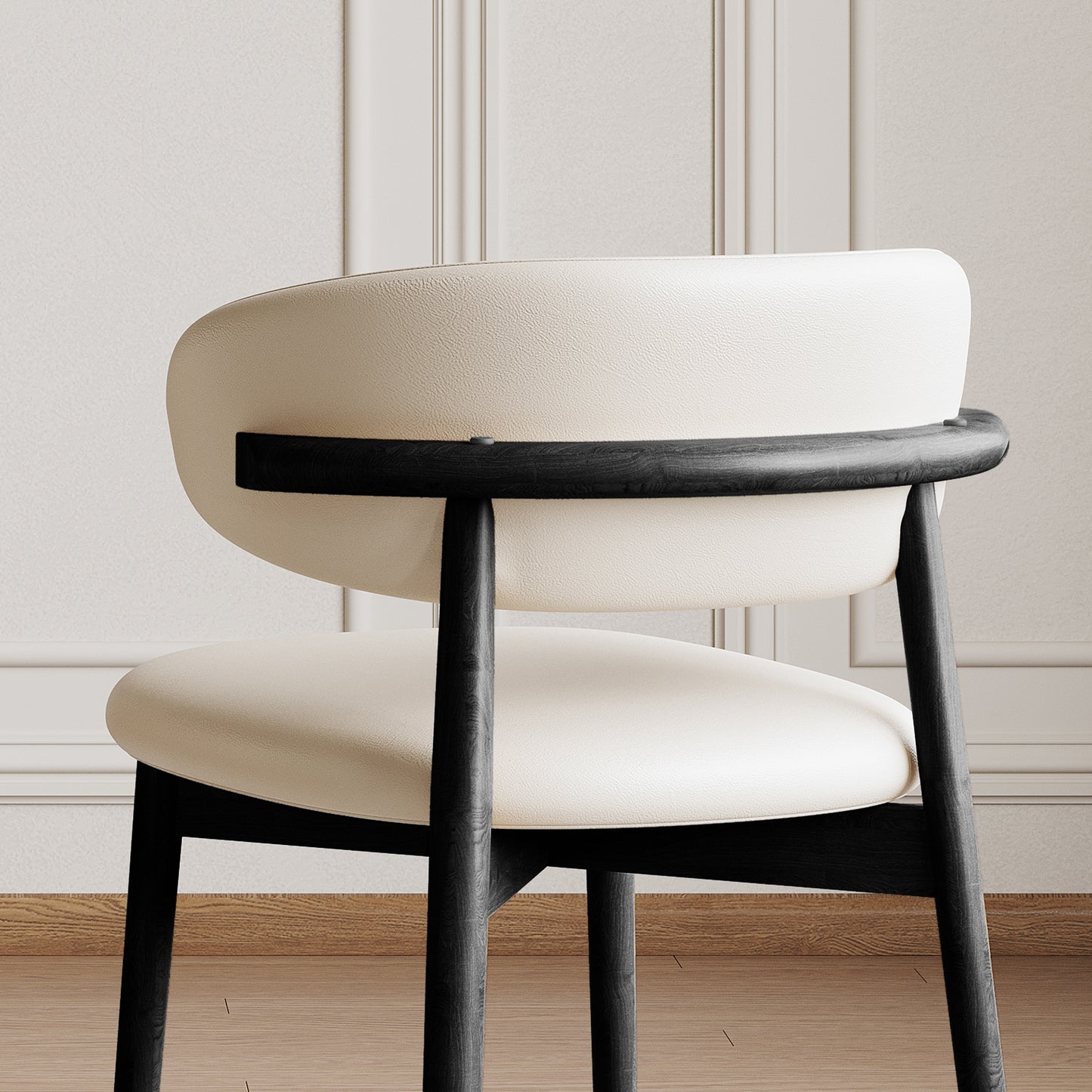Mid-Century Modern Dining Chairs - Set of 2, Black Wood
