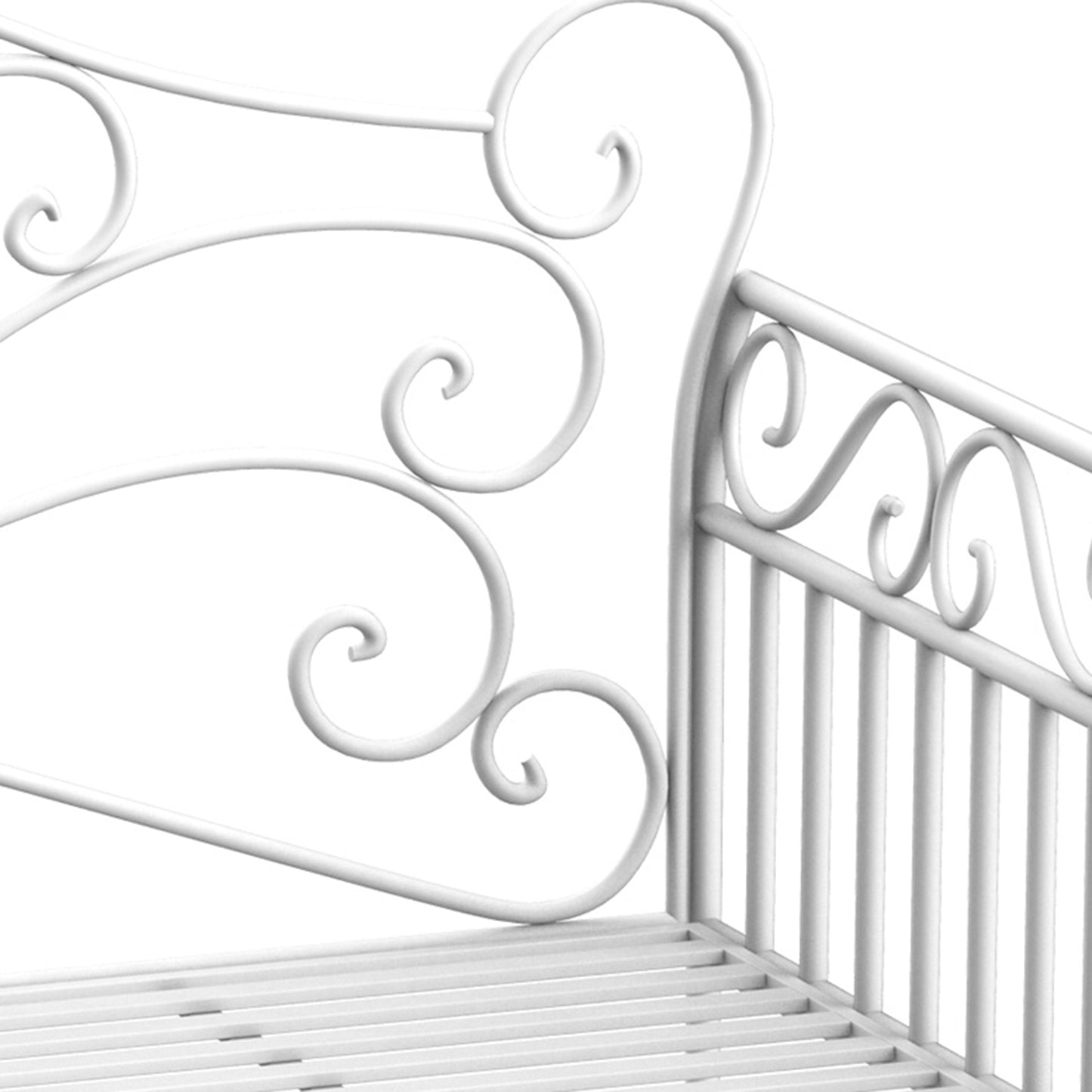 43" Outdoor Metal Garden Bench with Armrests - Cream White