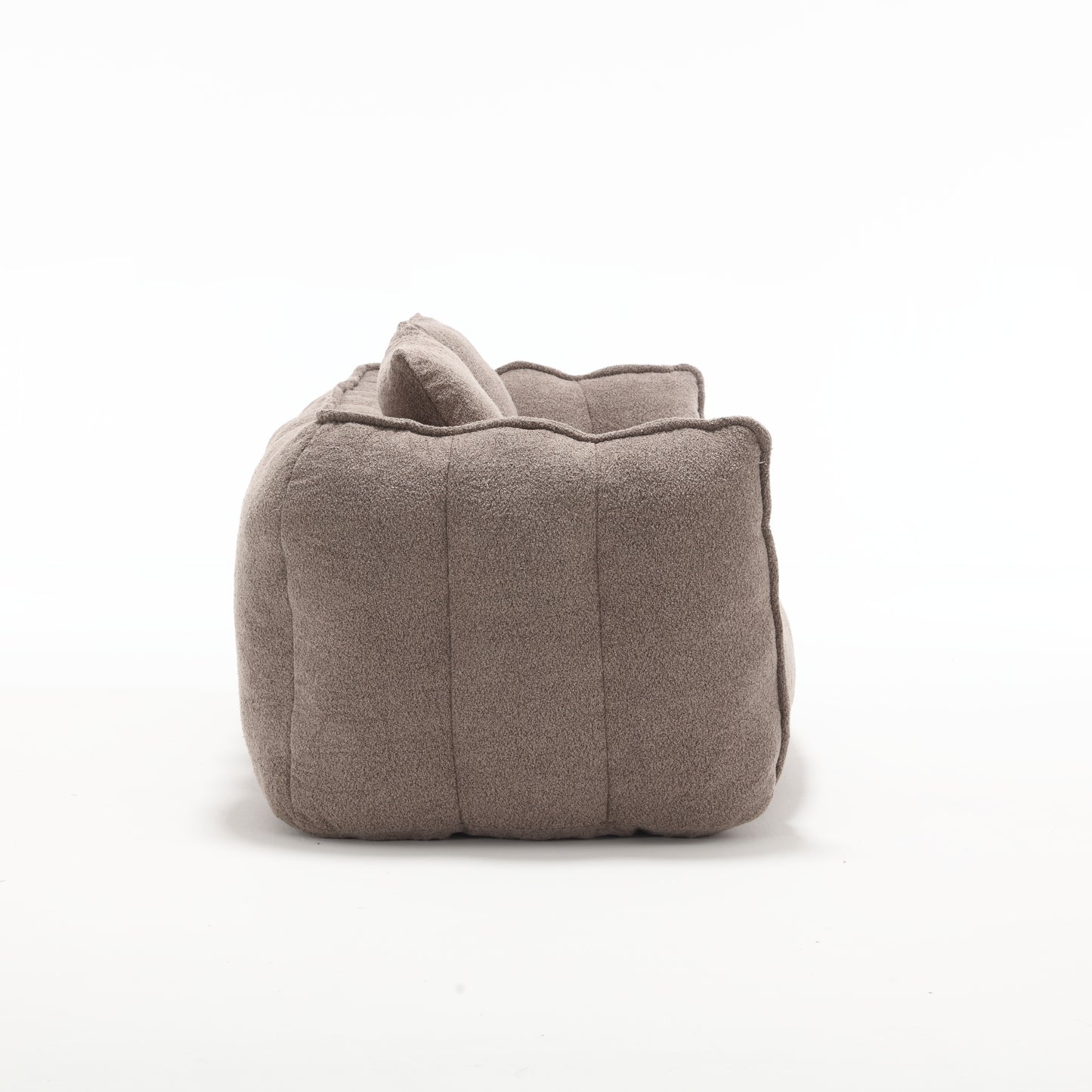 Comfortable Brown Beanbag Chair for Two - Chenille Foam Sofa