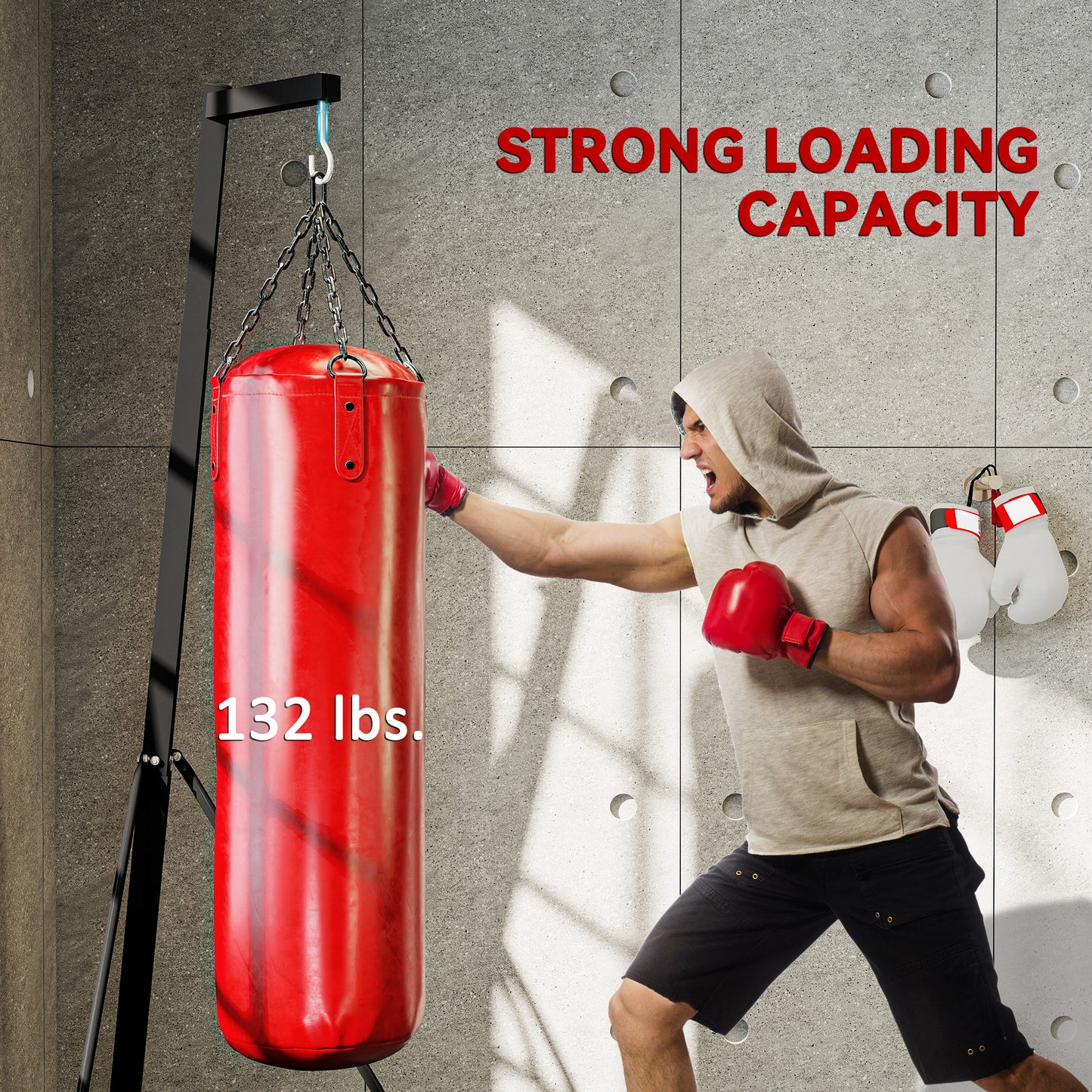 Adjustable Heavy Bag Stand - Foldable Free Standing Punch Bag Holder