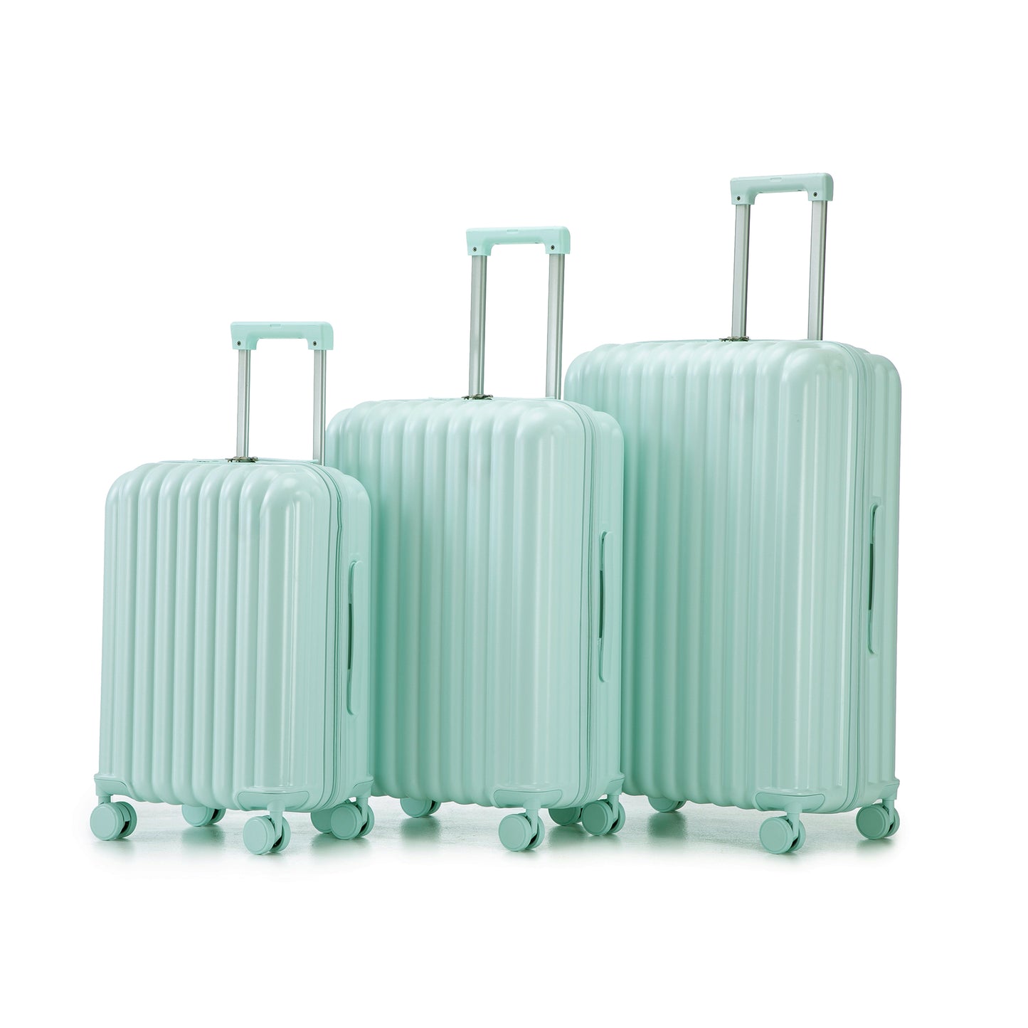 3-Piece ABS Spinner Wheel Luggage Set with USB Port & Cup Holder - Mint Green